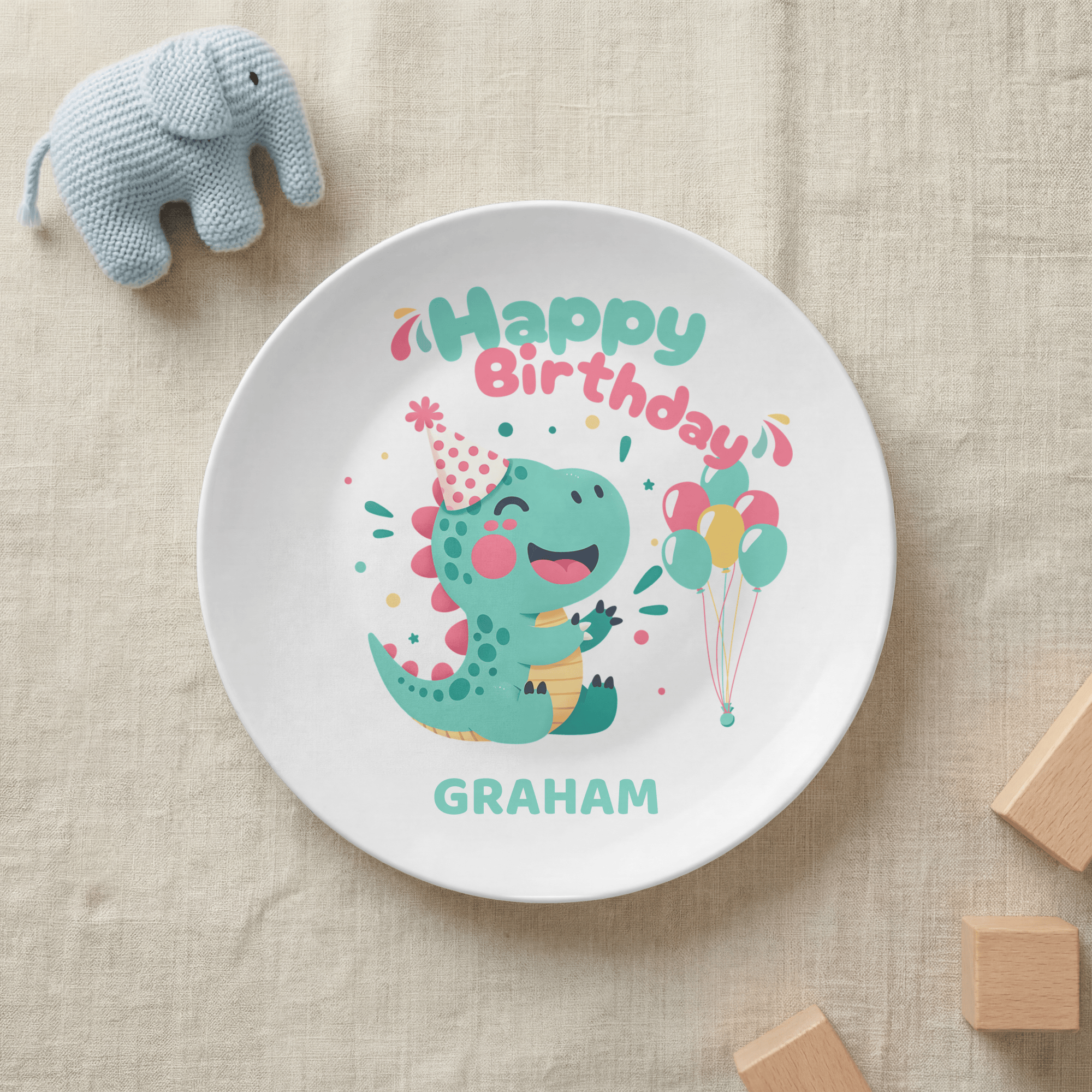 Personalized Birthday Dinosaur Plate by Lil Plate Shop
