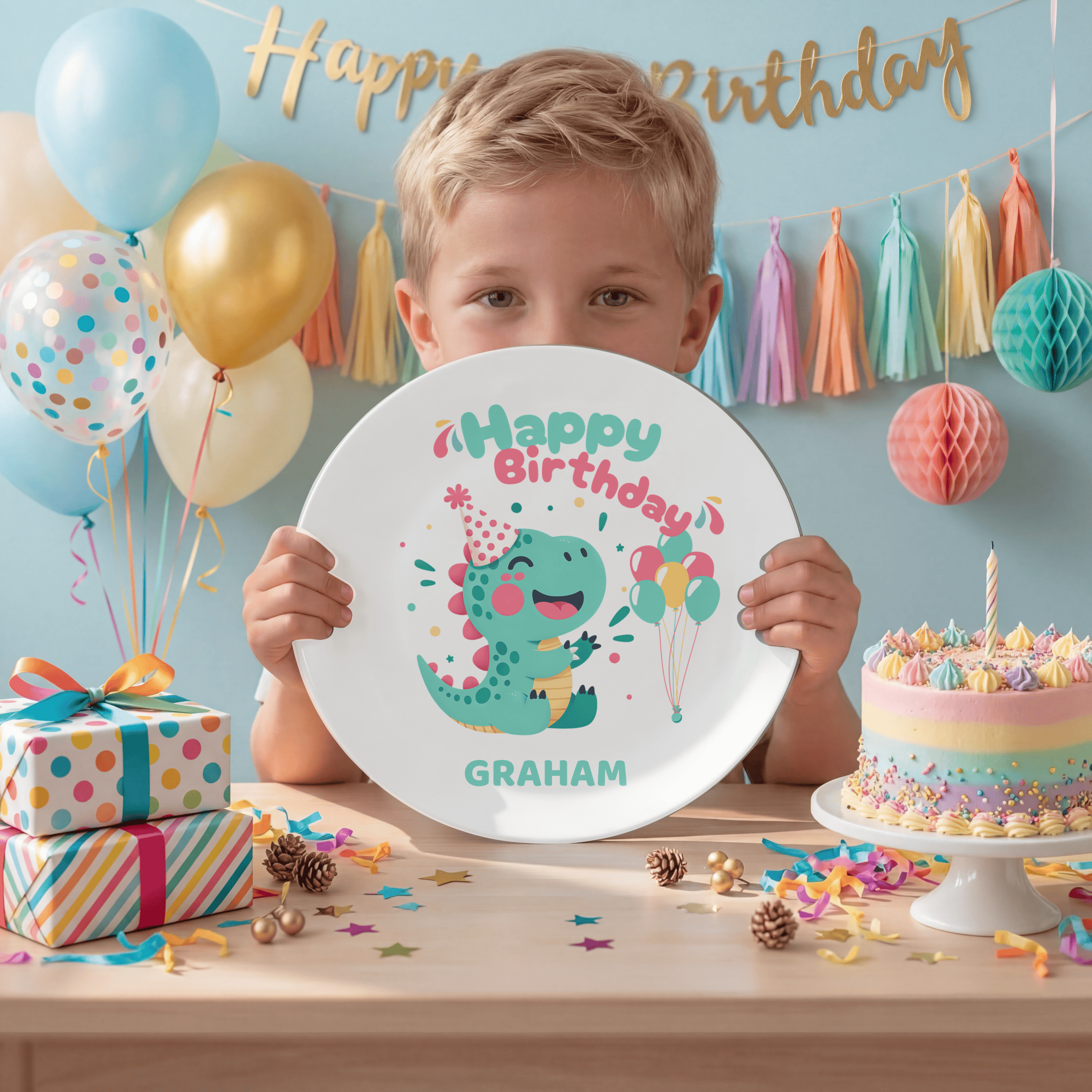 Personalized Birthday Dinosaur Plate by Lil Plate Shop