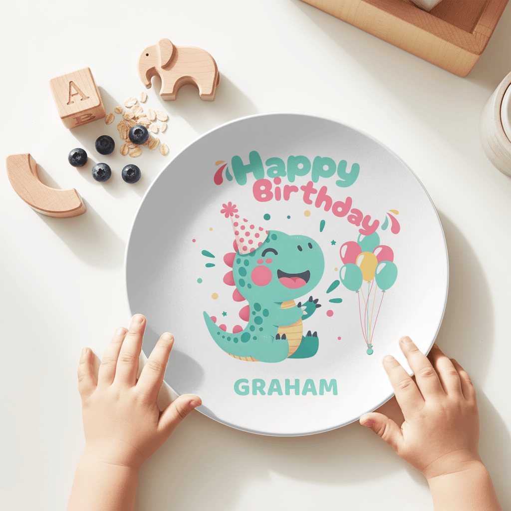 Personalized Birthday Dinosaur Plate by Lil Plate Shop