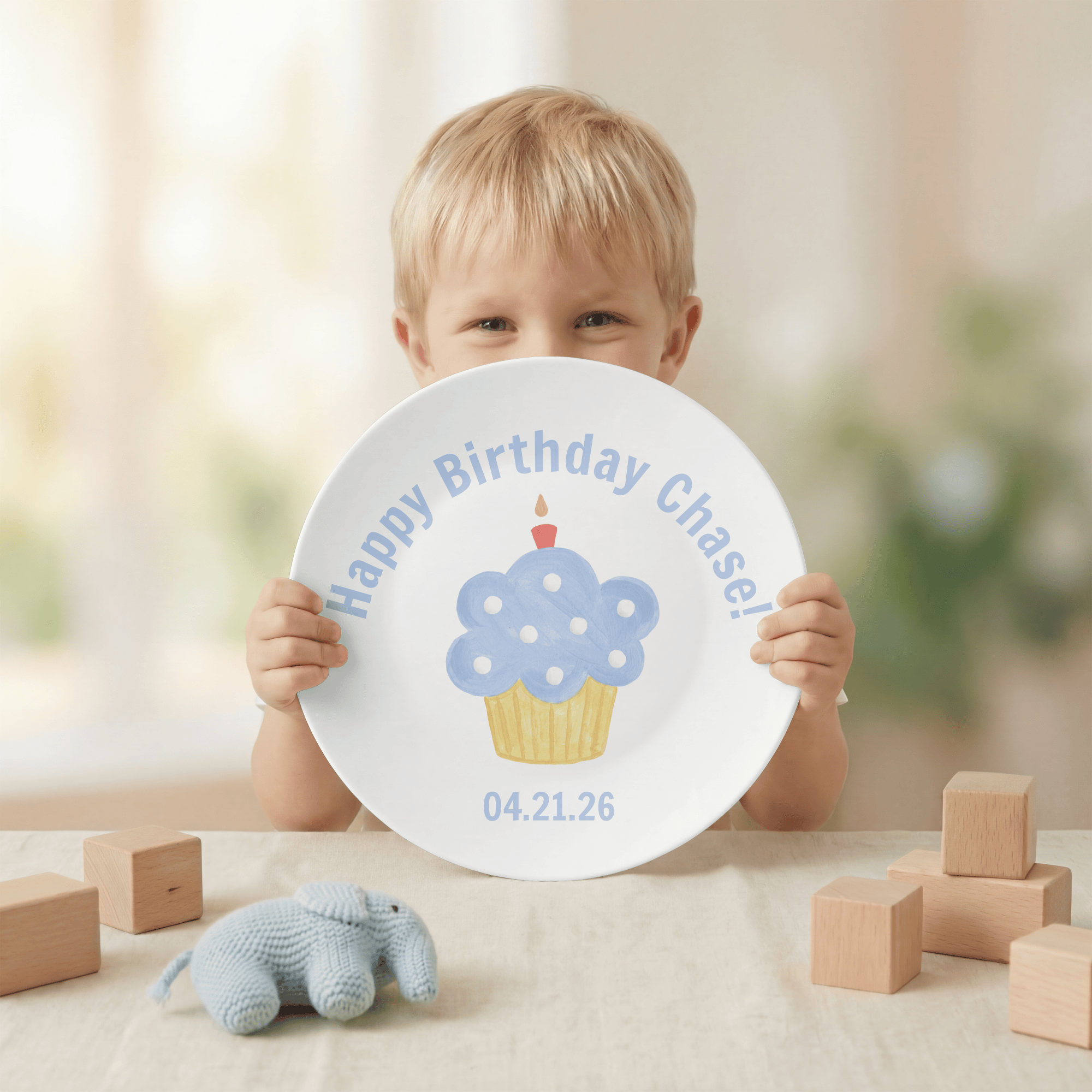 Personalized Blue Birthday Cupcake Plate by Lil Plate Shop