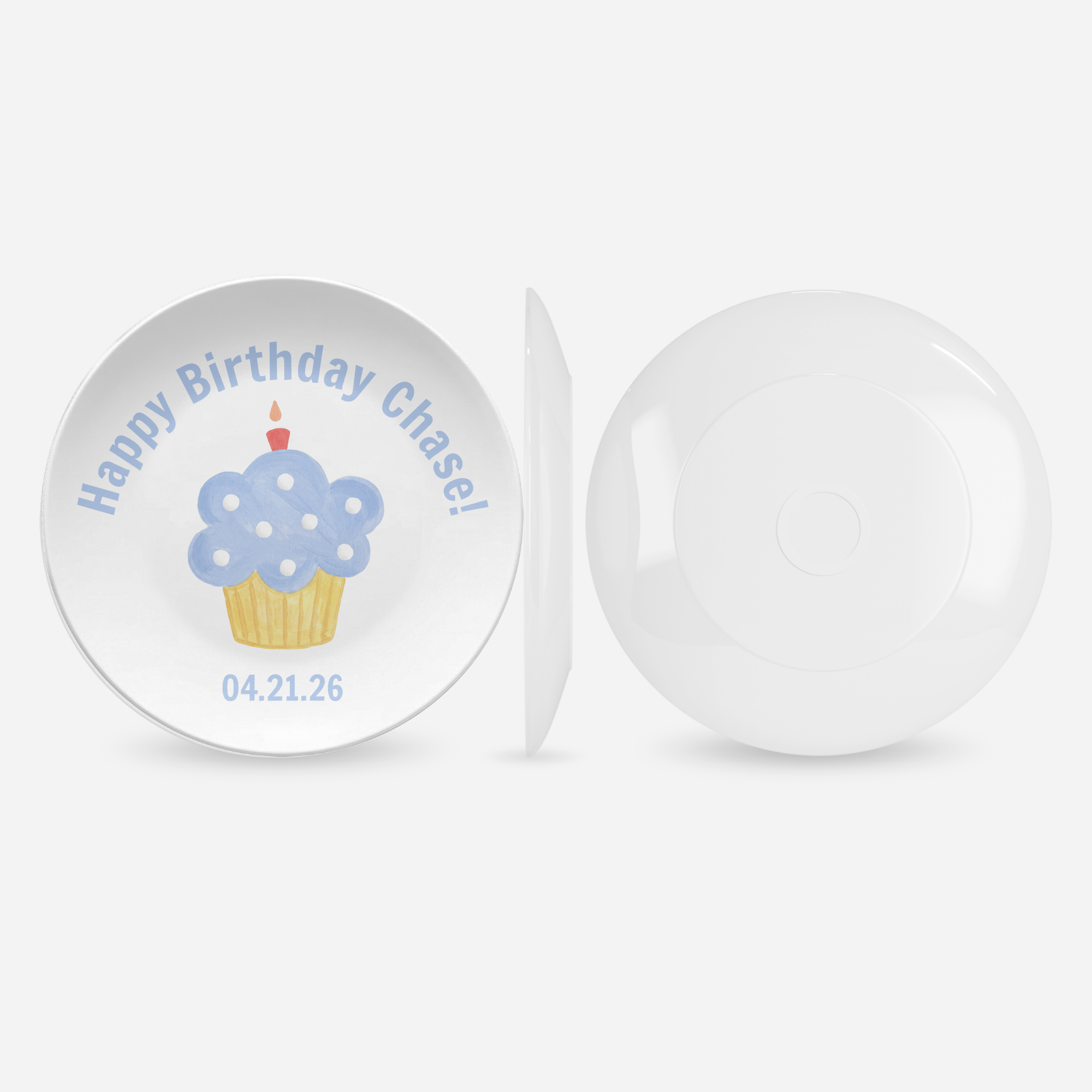 Personalized Blue Birthday Cupcake Plate by Lil Plate Shop