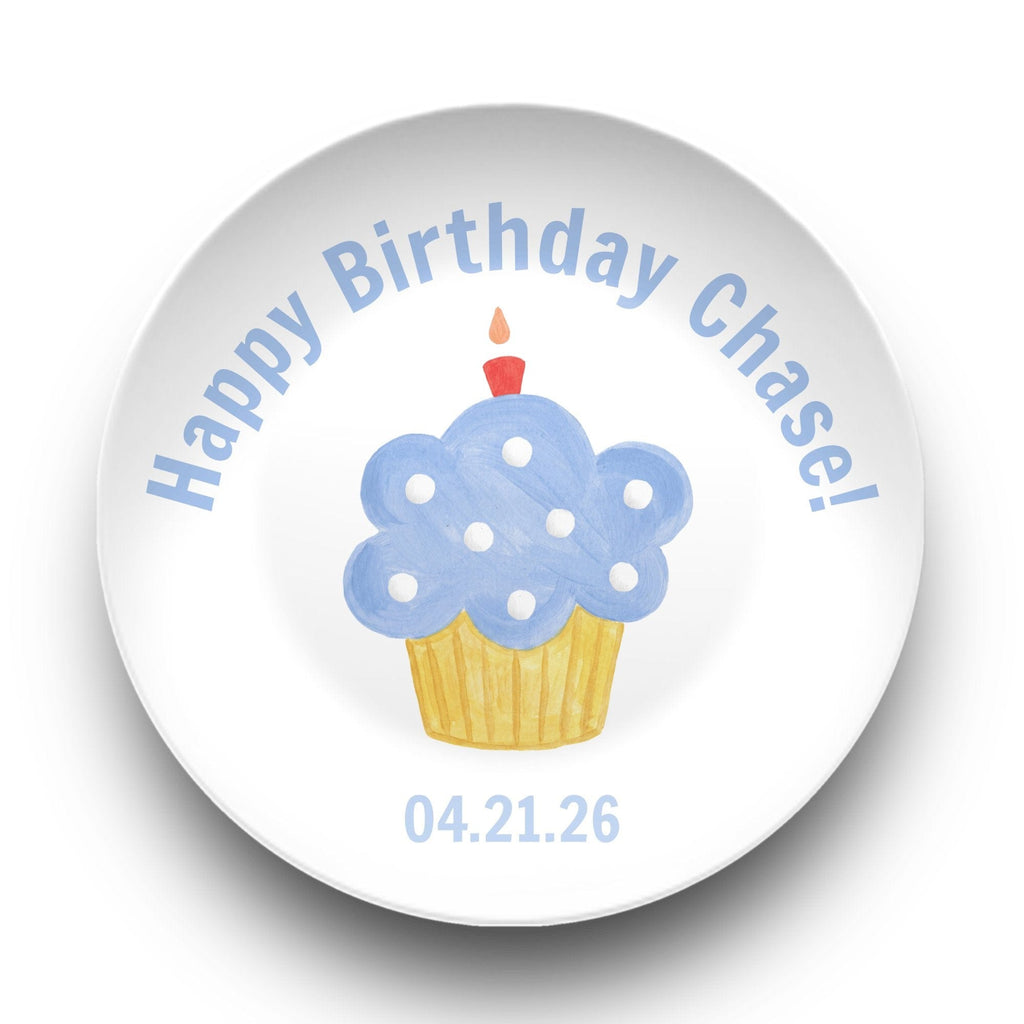 Personalized Blue Birthday Cupcake Plate Plate by Lil Plate Shop