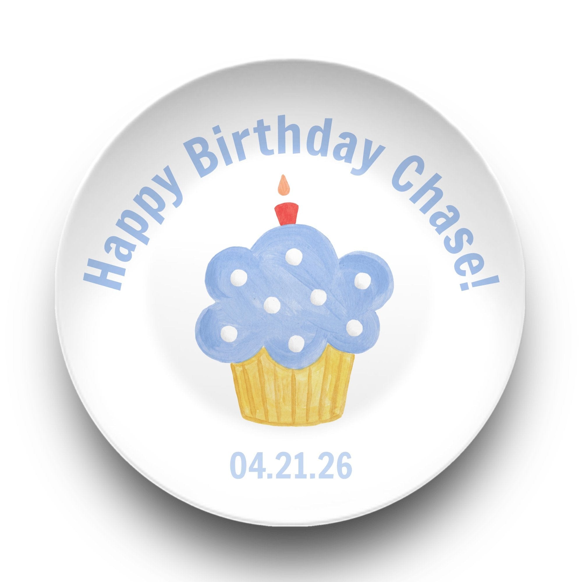 Personalized Blue Birthday Cupcake Plate Plate by Lil Plate Shop
