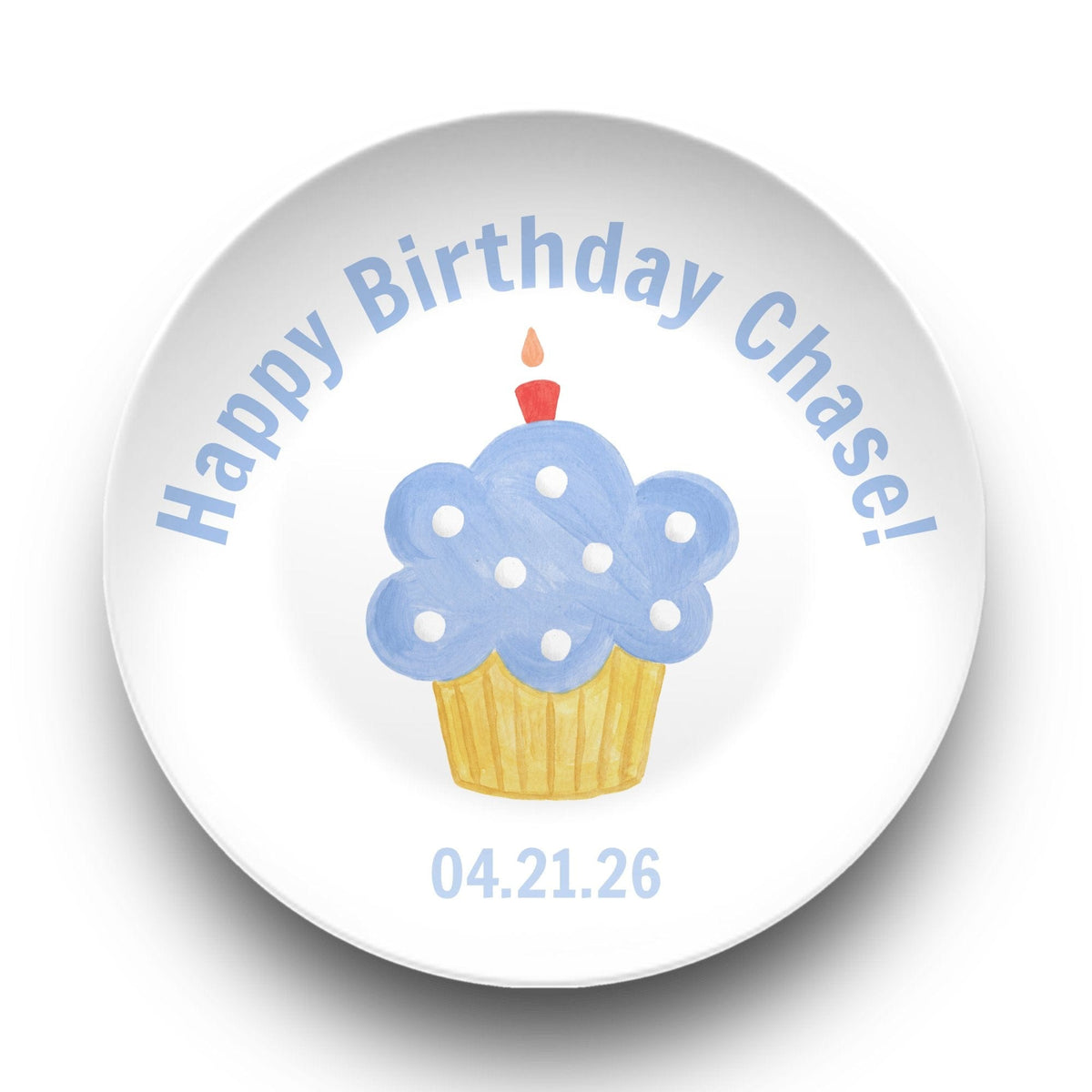 Personalized Blue Birthday Cupcake Plate Plate by Lil Plate Shop