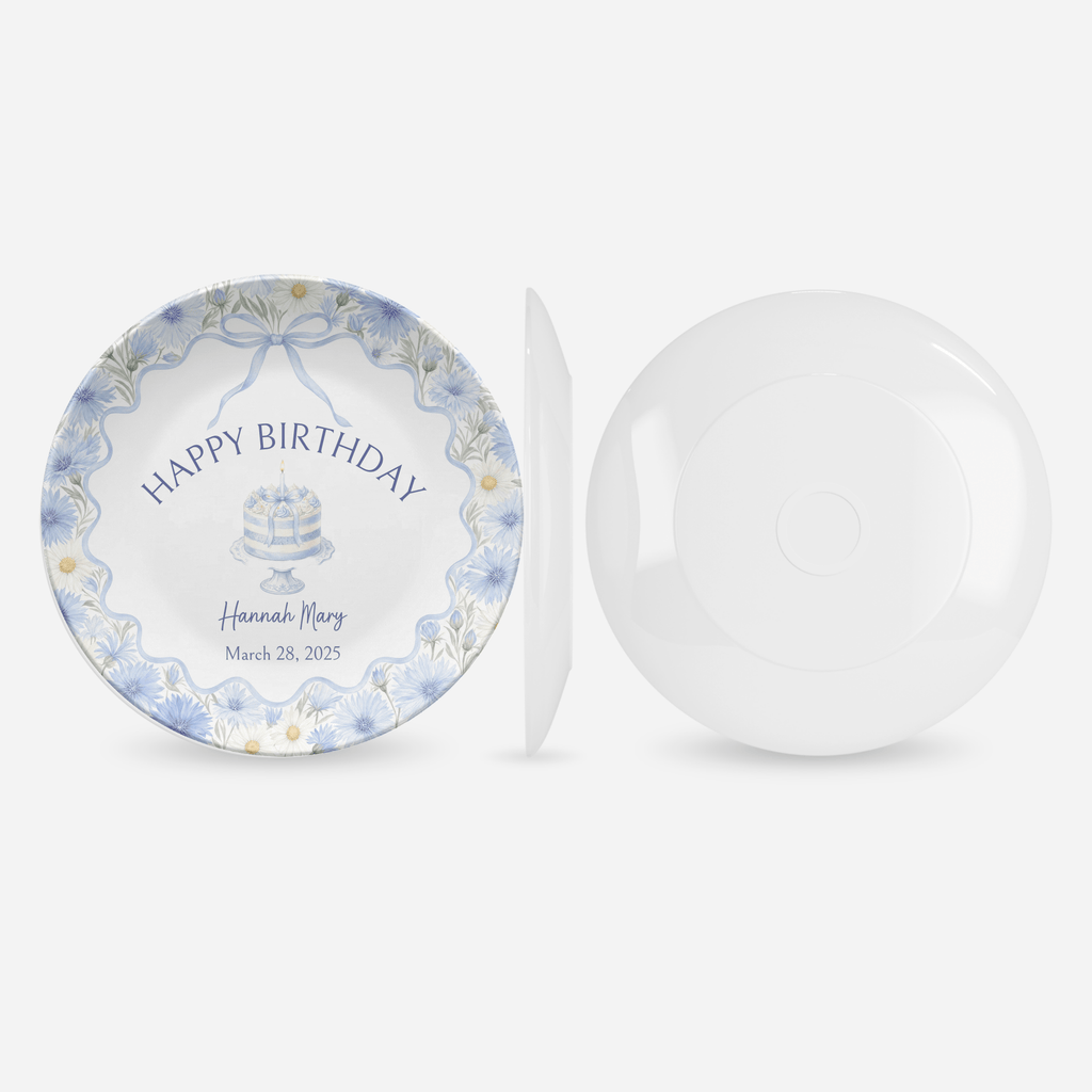 Personalized Blue Cornflower Birthday Plate by Lil Plate Shop