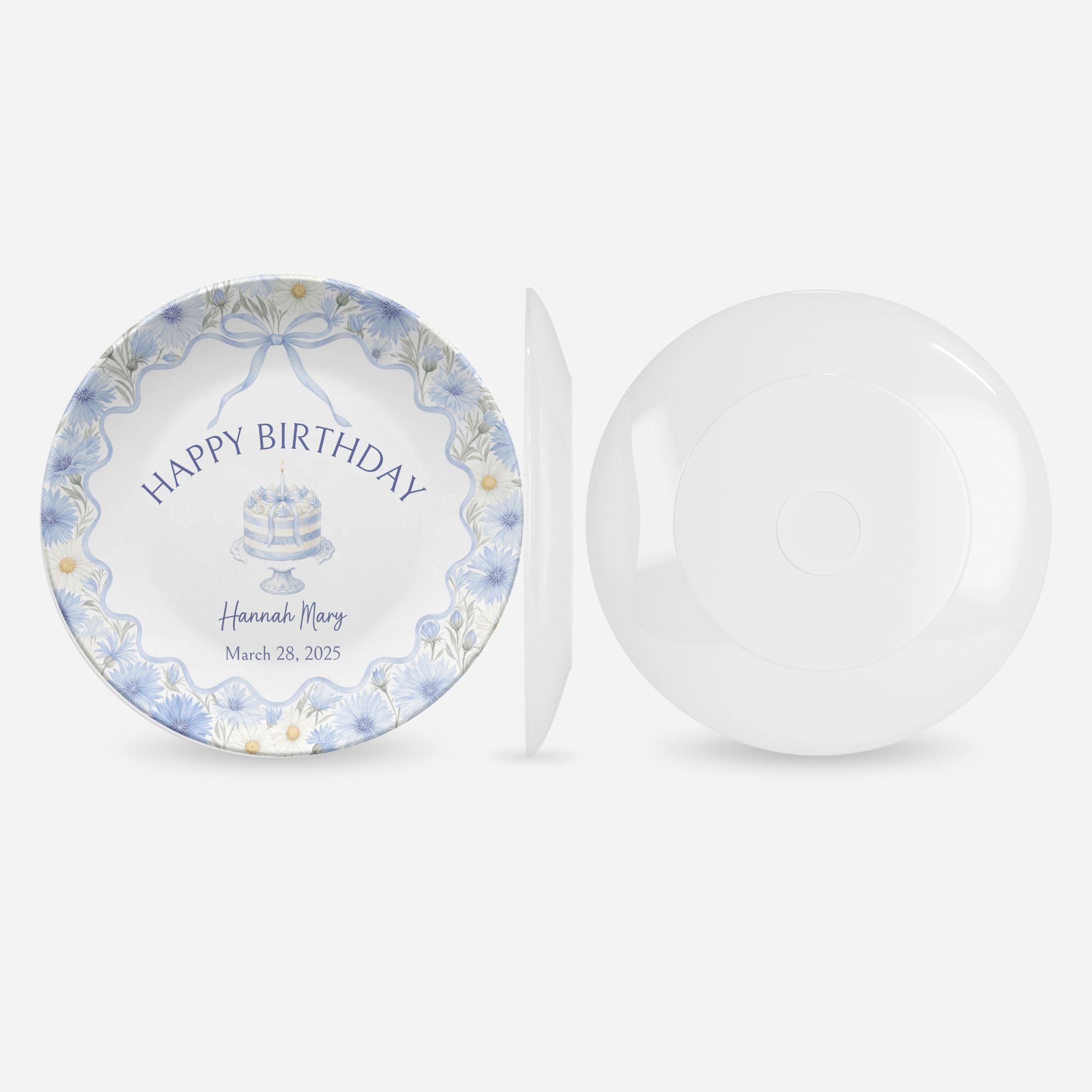 Personalized Blue Cornflower Birthday Plate by Lil Plate Shop