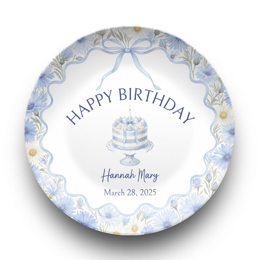 Personalized Blue Cornflower Birthday Plate Plate by Lil Plate Shop