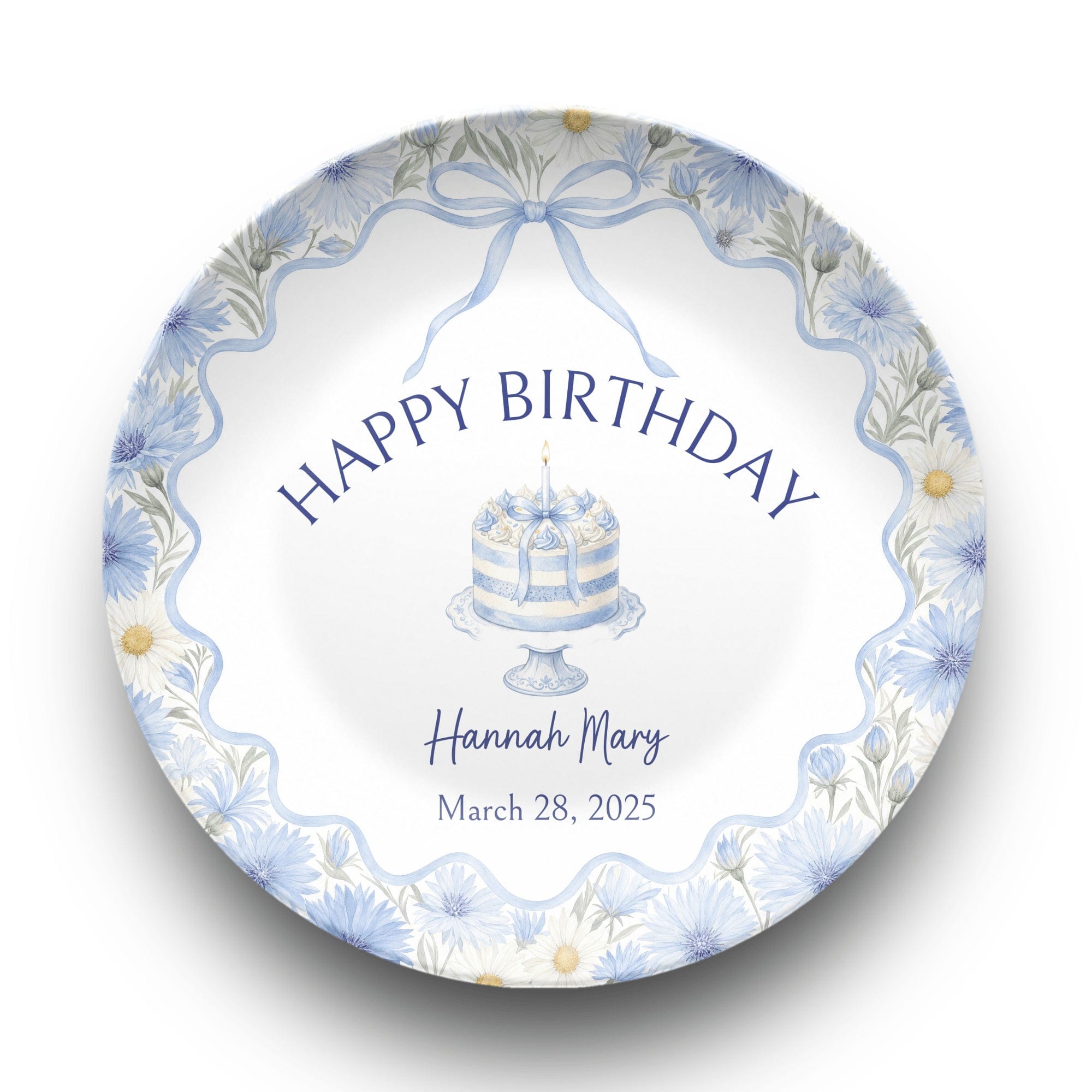 Personalized Blue Cornflower Birthday Plate Plate by Lil Plate Shop