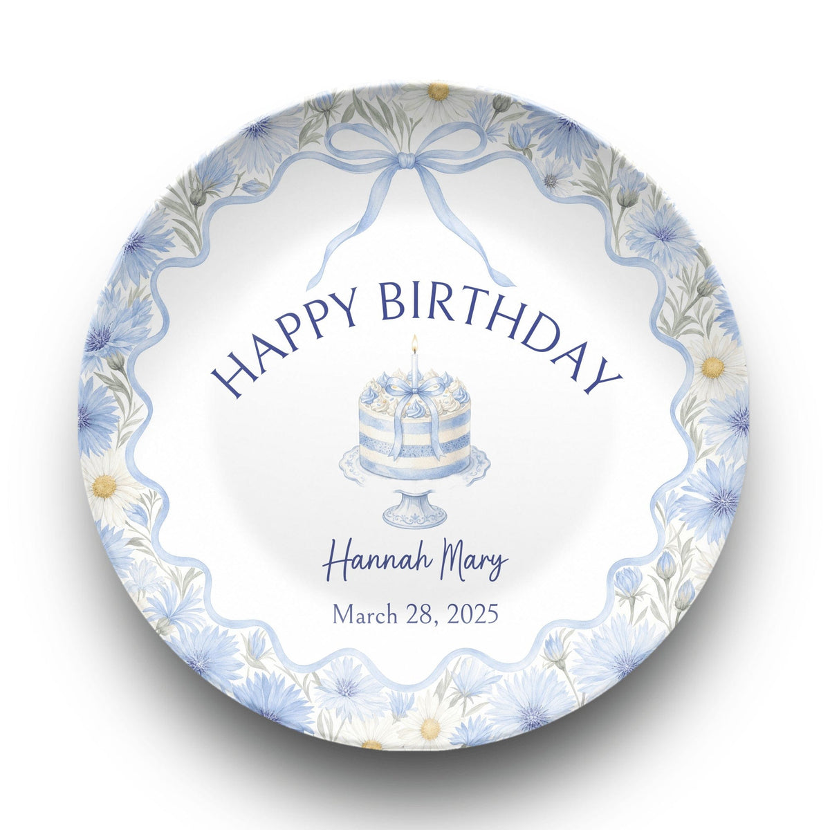 Personalized Blue Cornflower Birthday Plate Plate by Lil Plate Shop