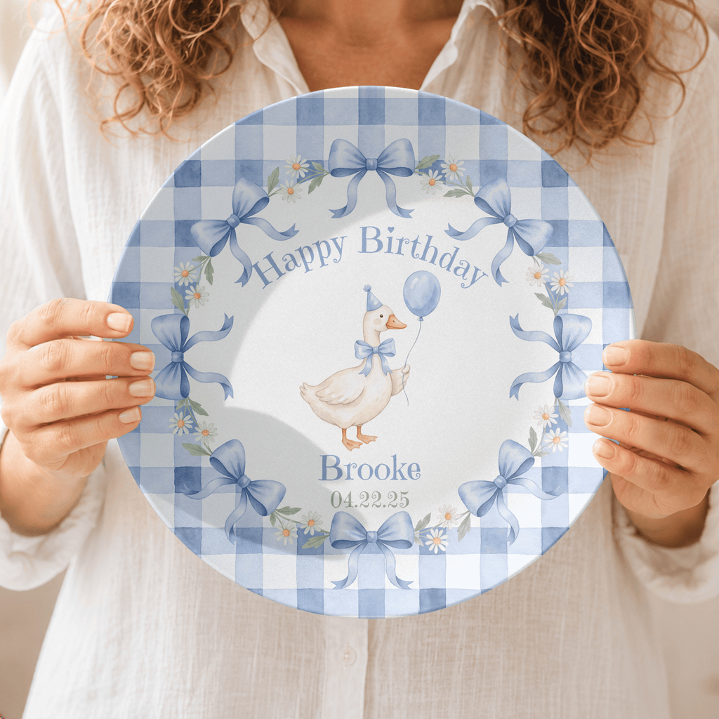 Personalized Blue Goose Birthday Plate by Lil Plate Shop