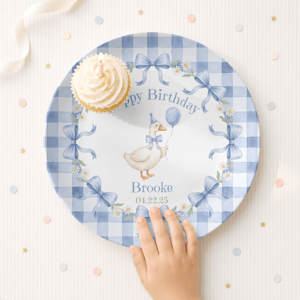 Personalized Blue Goose Birthday Plate by Lil Plate Shop