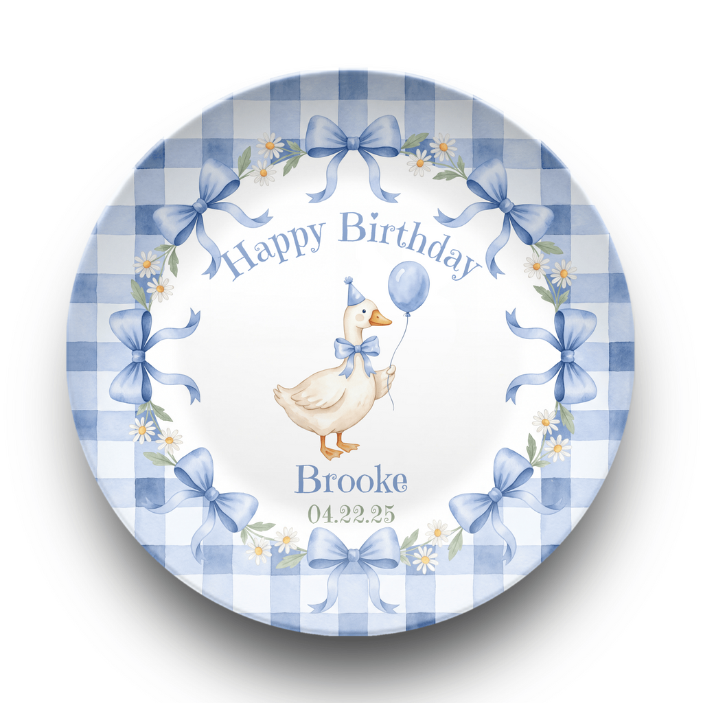 Personalized Blue Goose Birthday Plate Plate by Lil Plate Shop