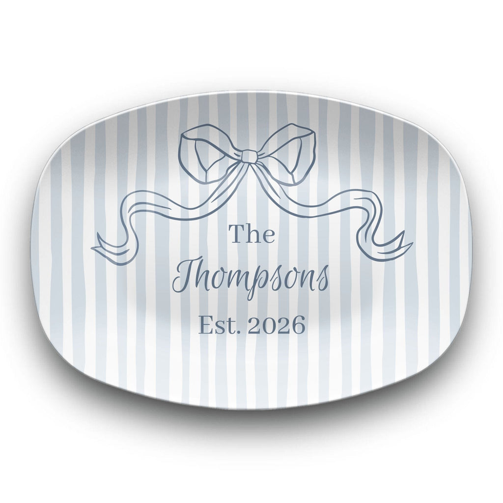 Personalized Blue Striped Platter by Lil Plate Shop