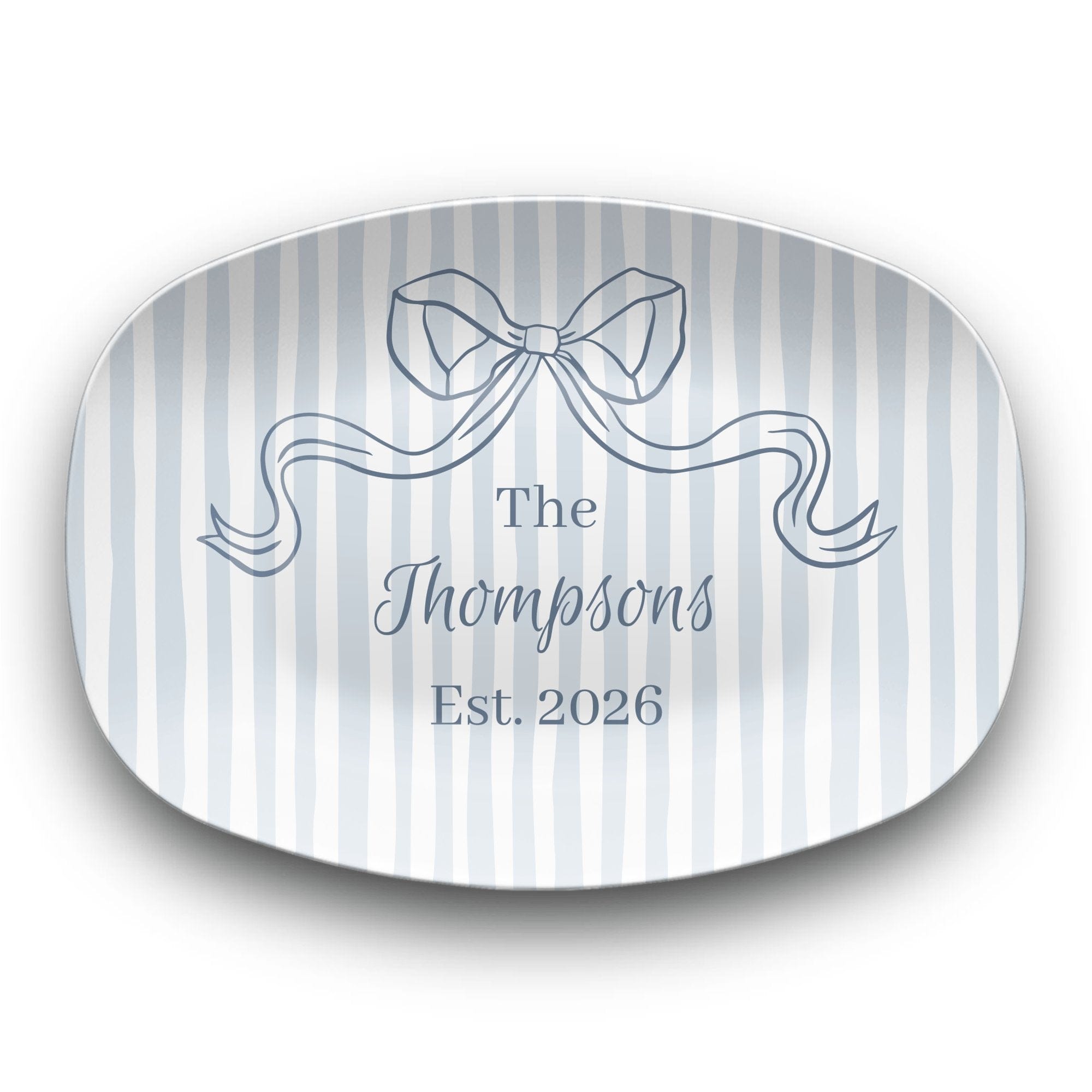 Personalized Blue Striped Platter by Lil Plate Shop
