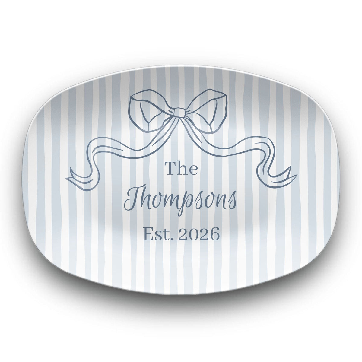 Personalized Blue Striped Platter by Lil Plate Shop