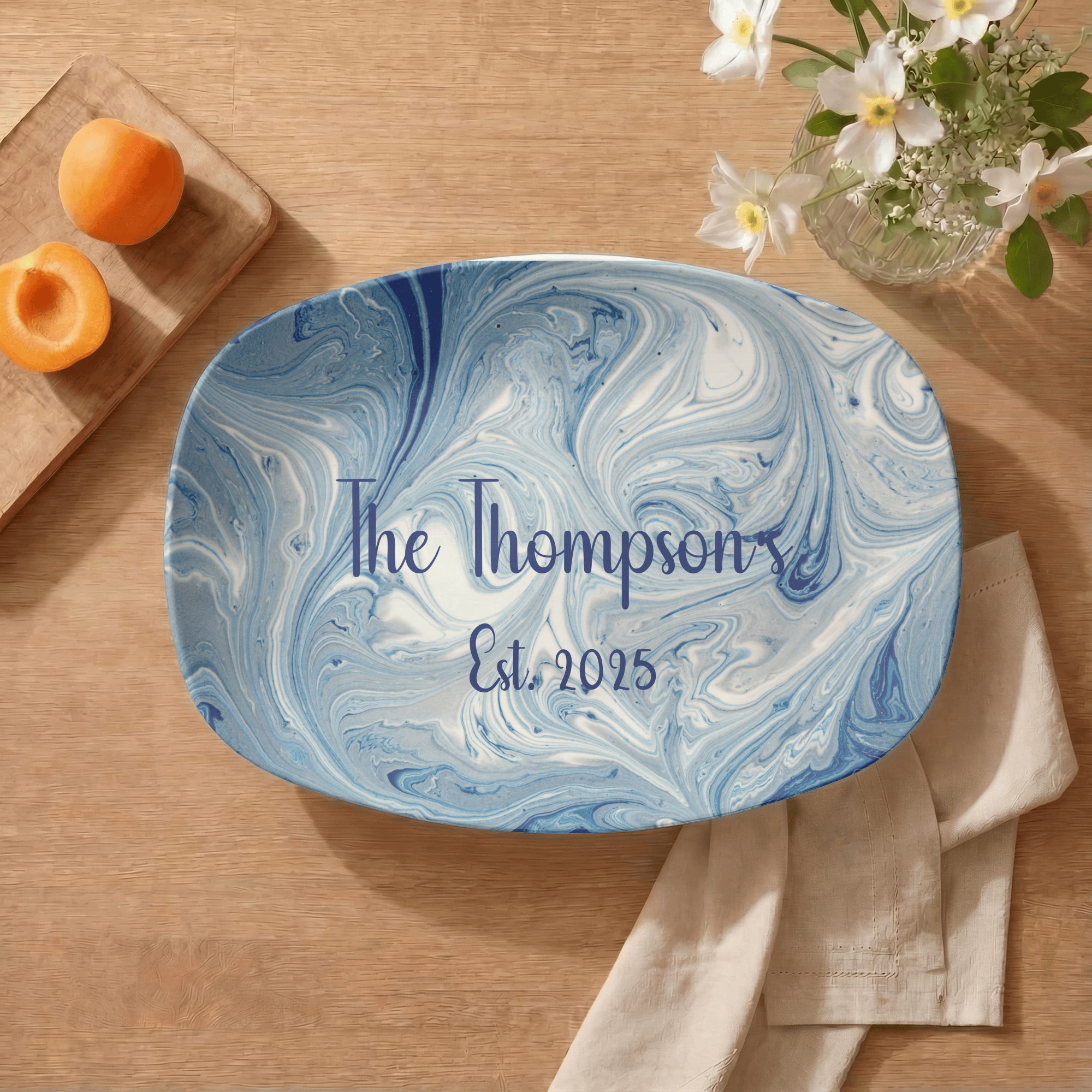 Personalized Blue Swirl Platter by Lil Plate Shop