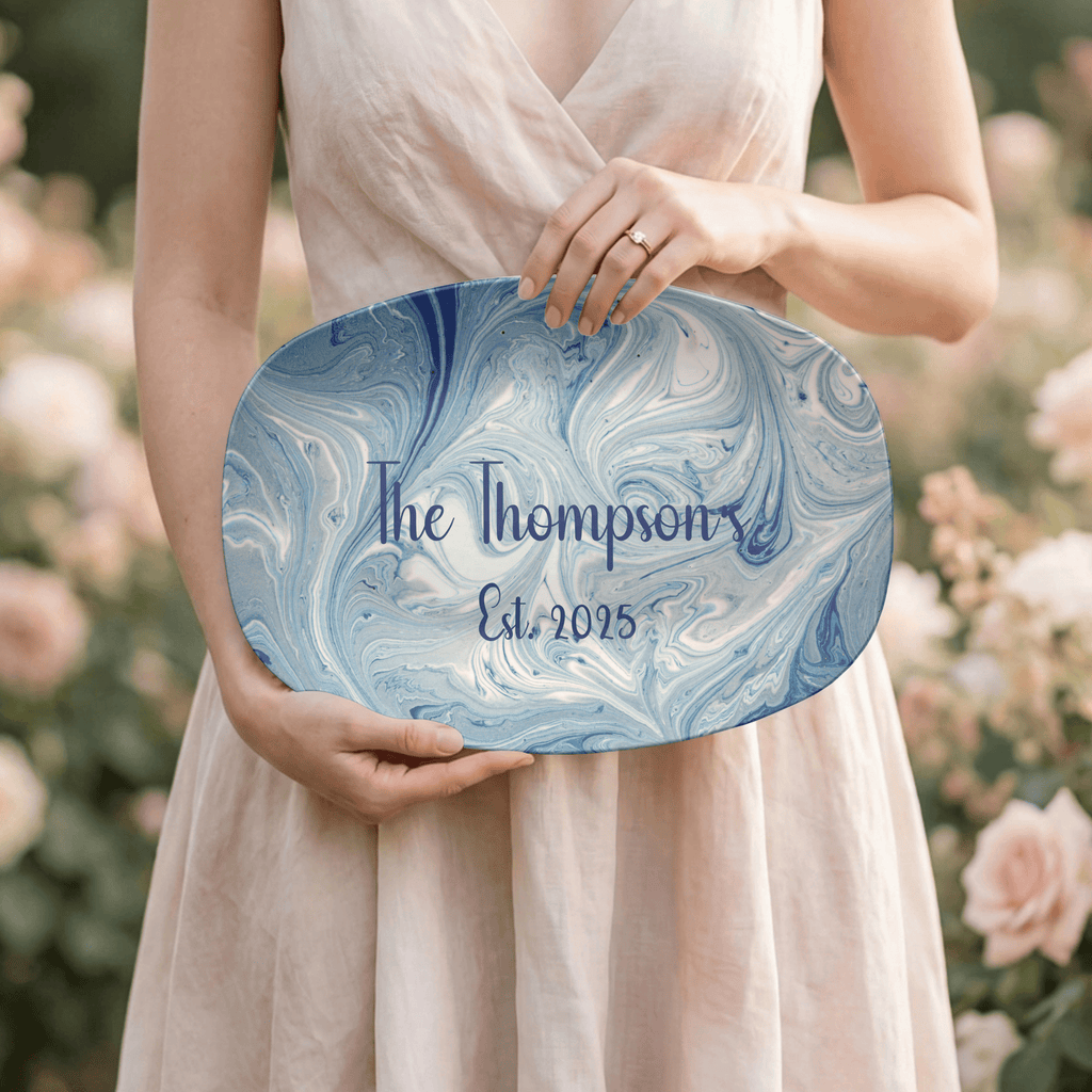 Personalized Blue Swirl Platter by Lil Plate Shop