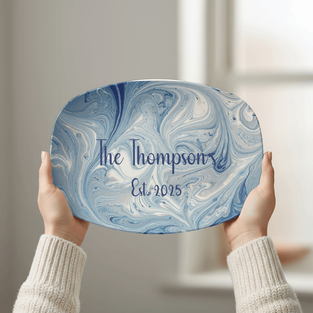 Personalized Blue Swirl Platter by Lil Plate Shop