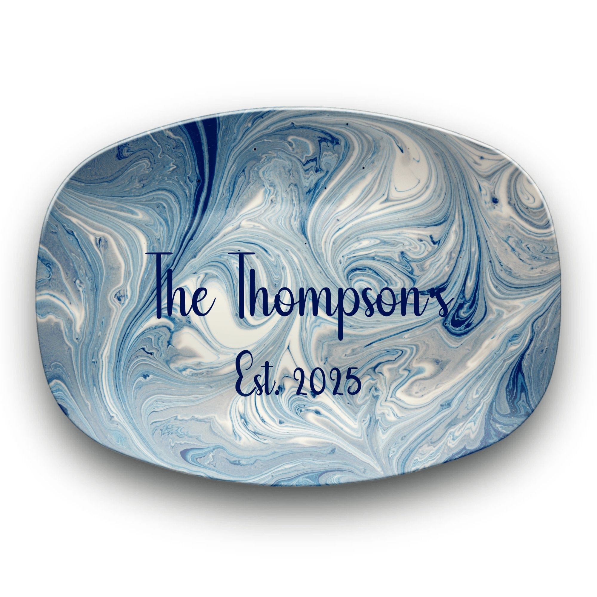 Personalized Blue Swirl Platter by Lil Plate Shop