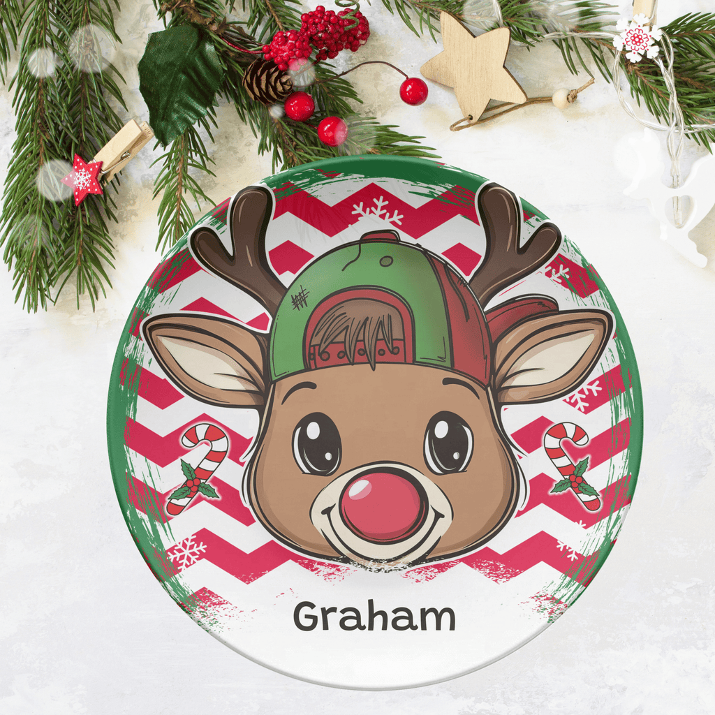 Personalized Boy Cap Reindeer Plate by Lil Plate Shop