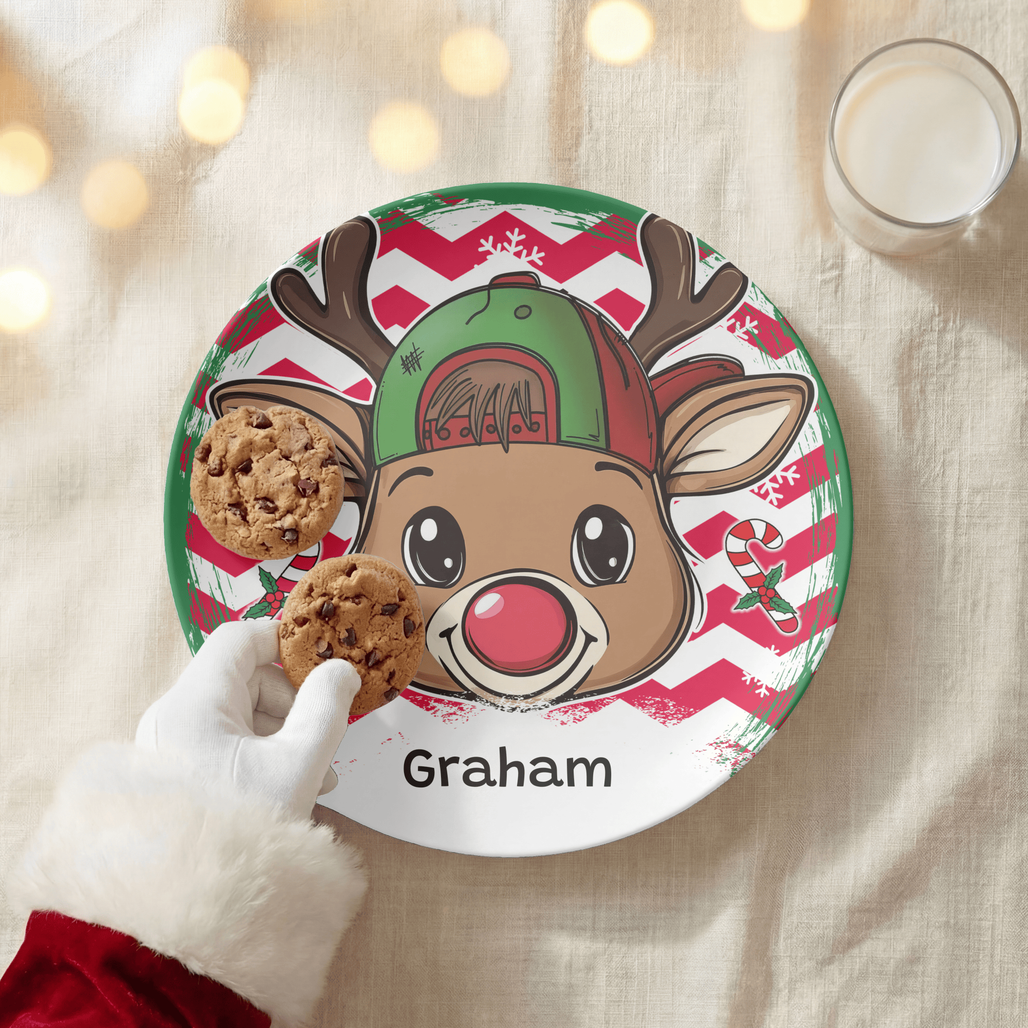 Personalized Boy Cap Reindeer Plate by Lil Plate Shop