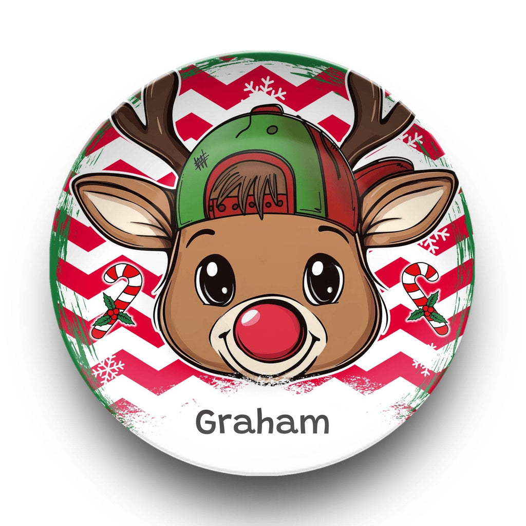 Personalized Boy Cap Reindeer Plate Plate by Lil Plate Shop