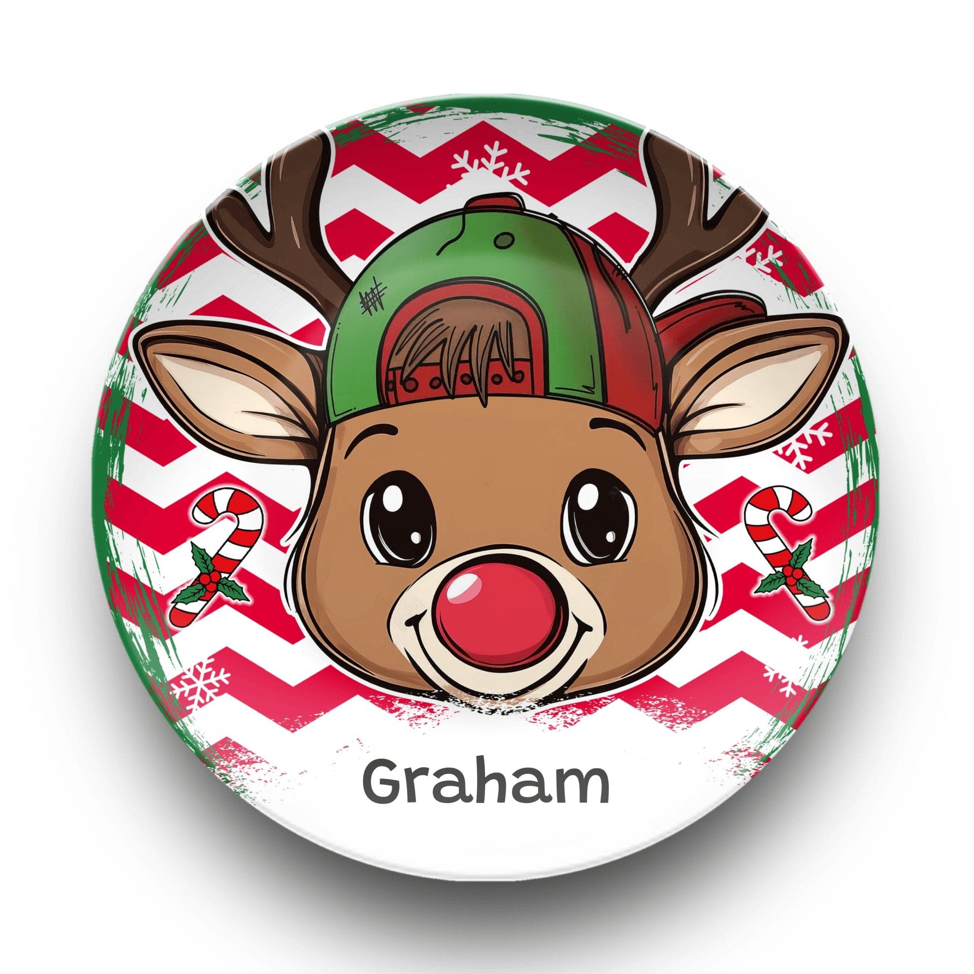 Personalized Boy Cap Reindeer Plate Plate by Lil Plate Shop