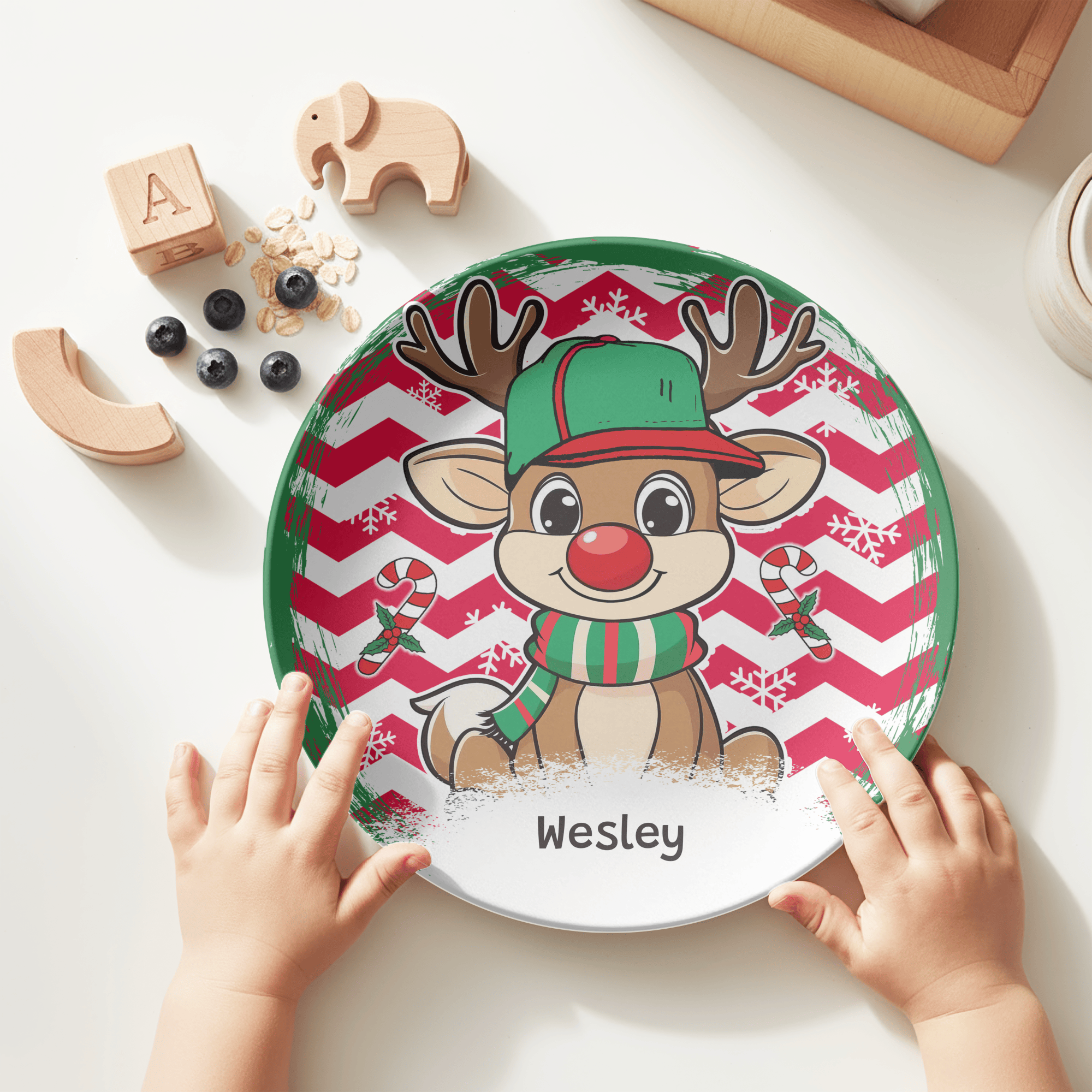 Personalized Boy Reindeer Plate by Lil Plate Shop