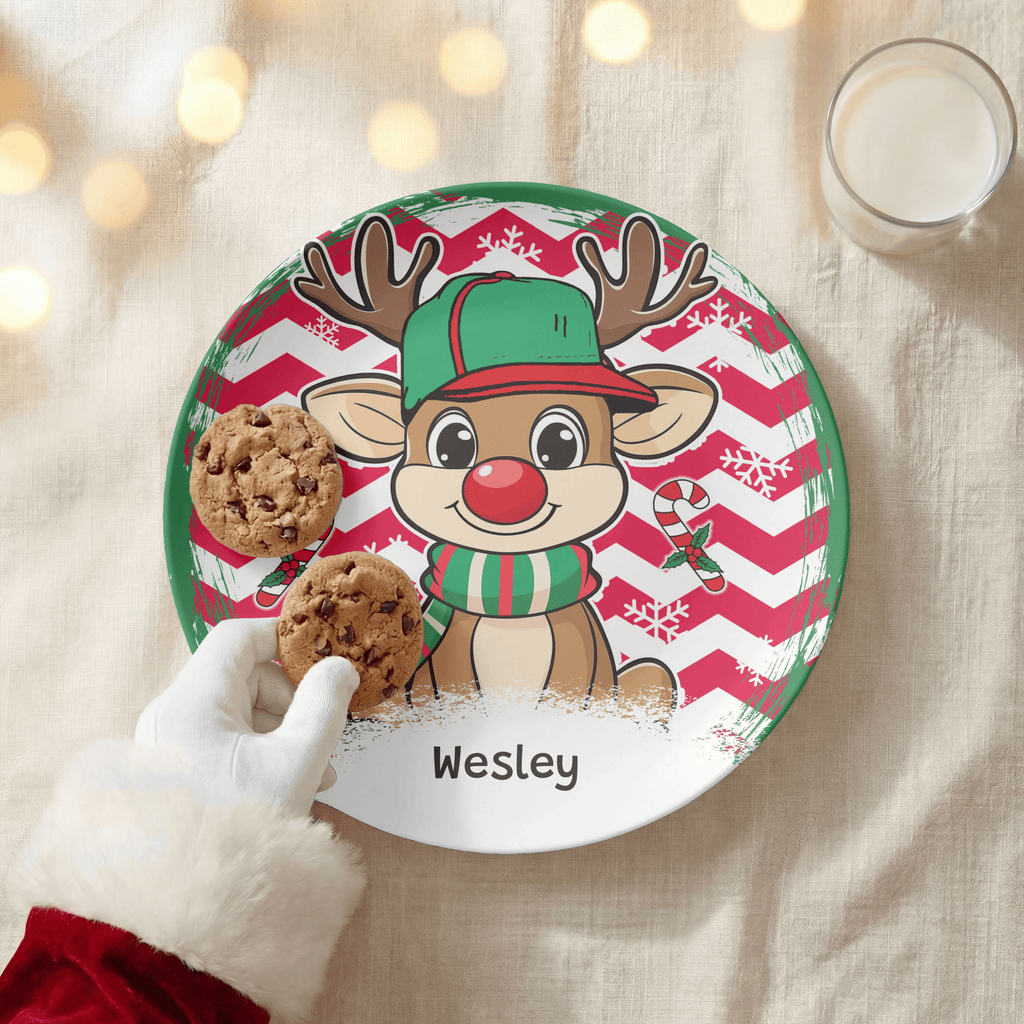 Personalized Boy Reindeer Plate by Lil Plate Shop