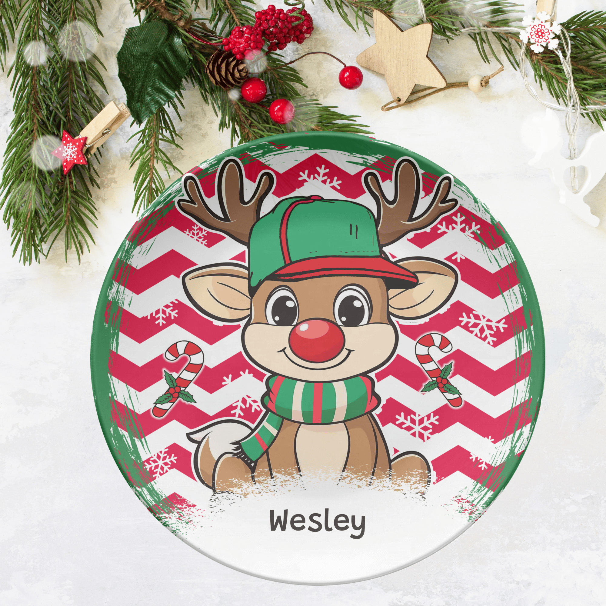 Personalized Boy Reindeer Plate by Lil Plate Shop