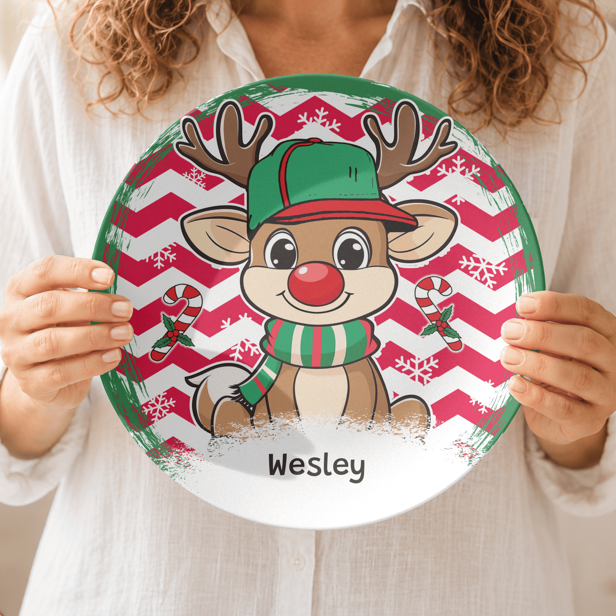 Personalized Boy Reindeer Plate by Lil Plate Shop