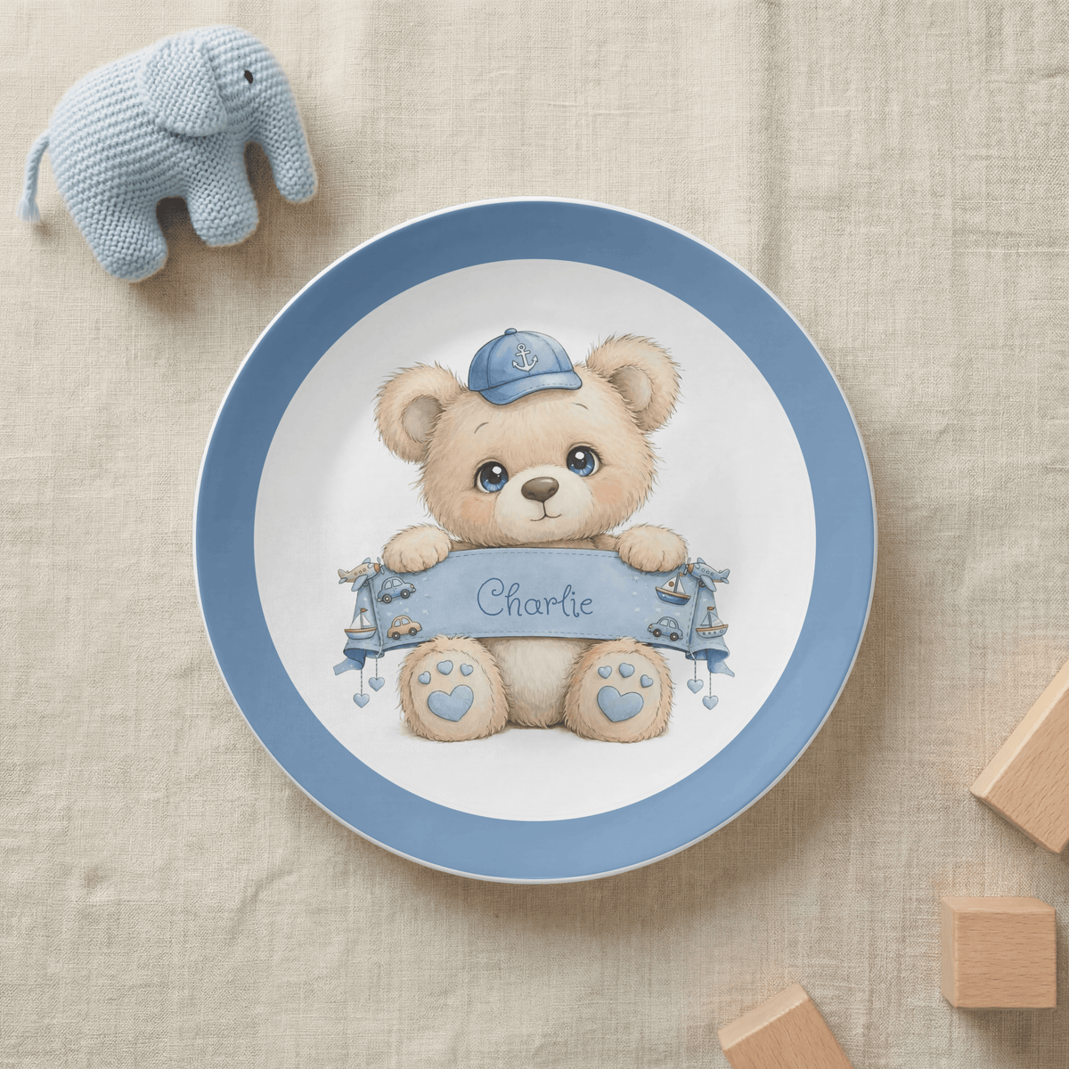Personalized Boy Teddy Bear Plate by Lil Plate Shop