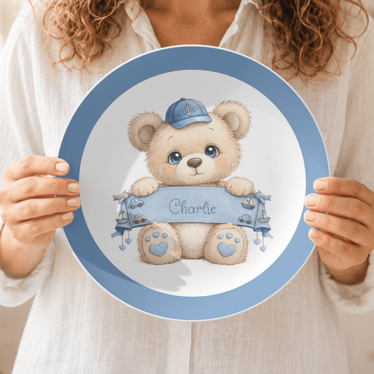 Personalized Boy Teddy Bear Plate by Lil Plate Shop