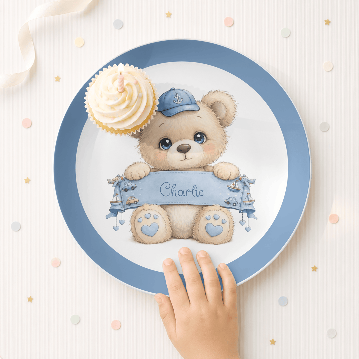 Personalized Boy Teddy Bear Plate by Lil Plate Shop