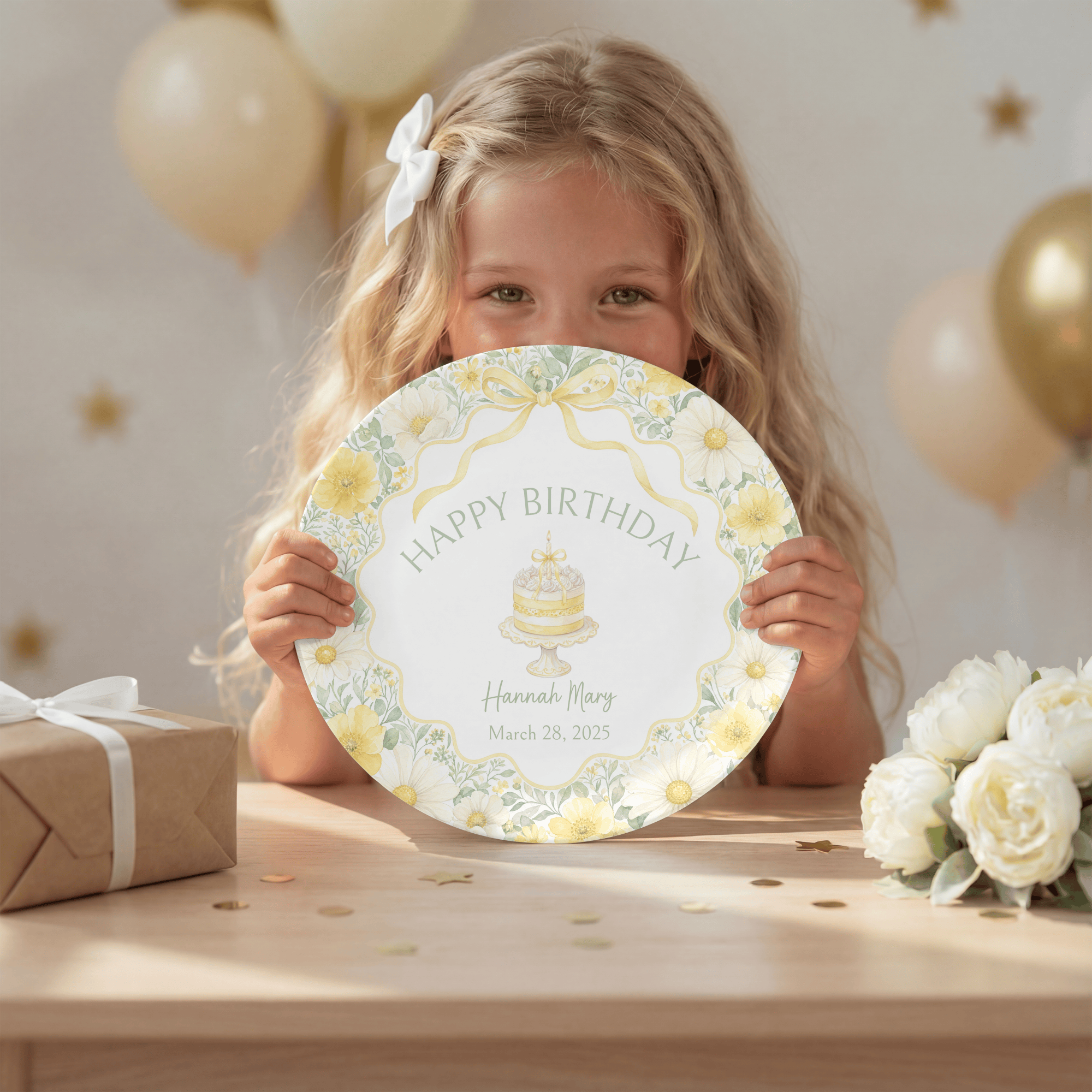 Personalized  Buttercup Daisy Birthday Plate by Lil Plate Shop