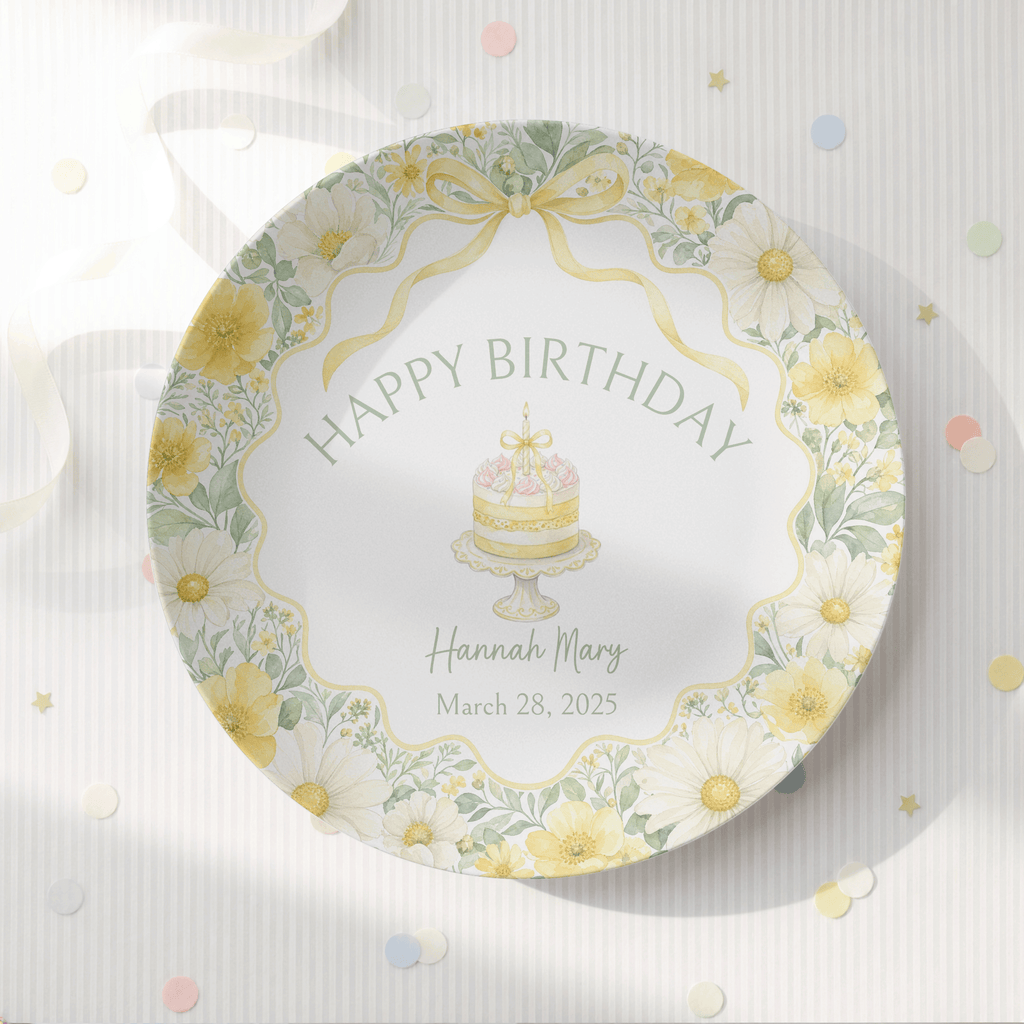 Personalized  Buttercup Daisy Birthday Plate by Lil Plate Shop