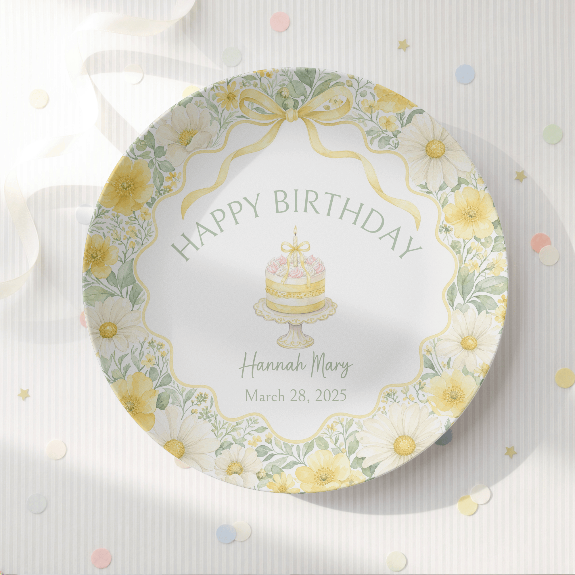 Personalized  Buttercup Daisy Birthday Plate by Lil Plate Shop