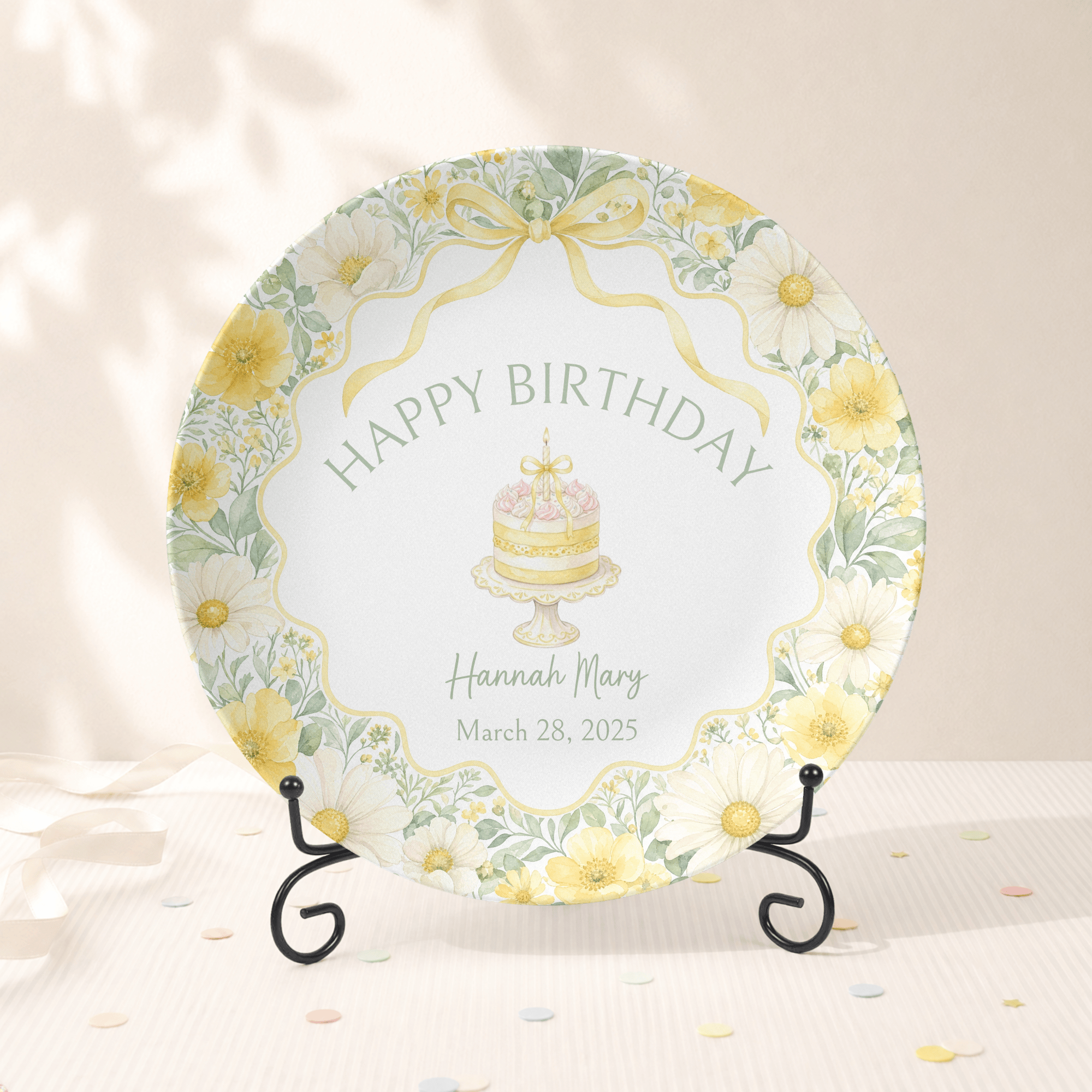 Personalized  Buttercup Daisy Birthday Plate Plate With Stand by Lil Plate Shop