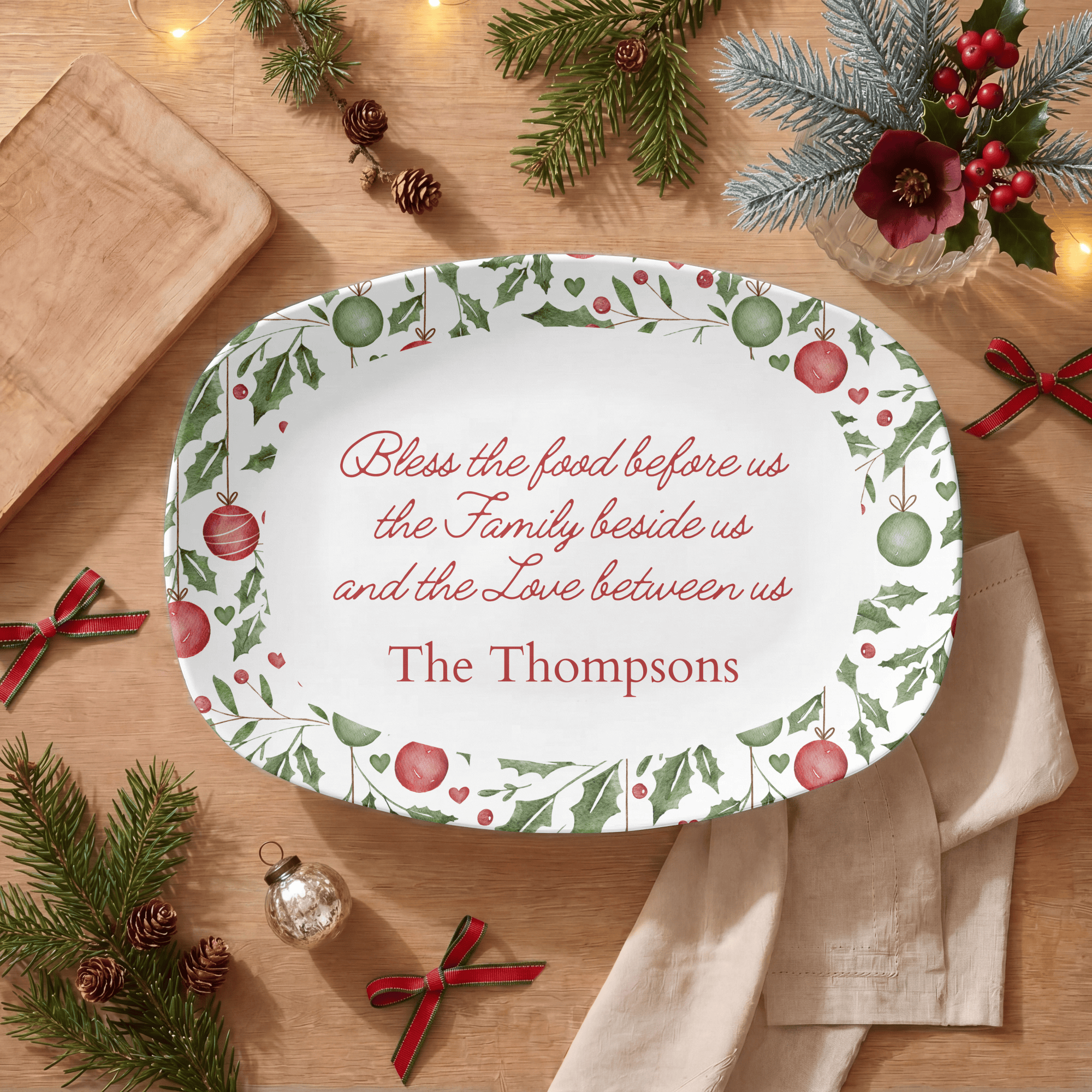 Personalized Christmas Blessings Platter by Lil Plate Shop