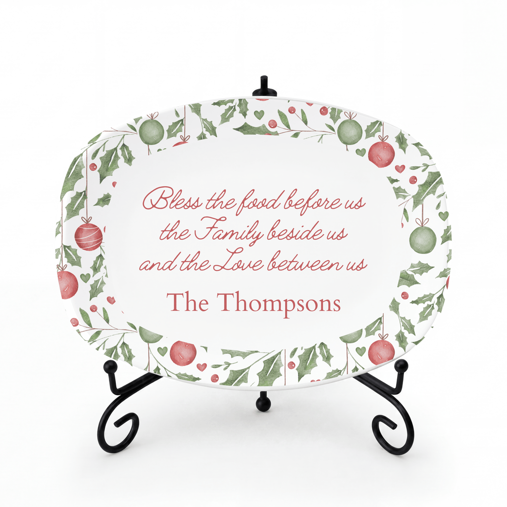 Personalized Christmas Blessings Platter Platter + Stand + Gift Box by Lil Plate Shop