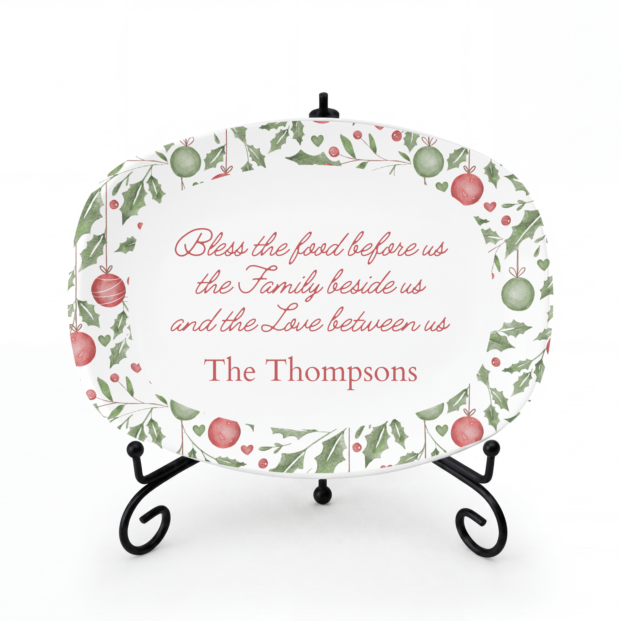Personalized Christmas Blessings Platter Platter + Stand + Gift Box by Lil Plate Shop