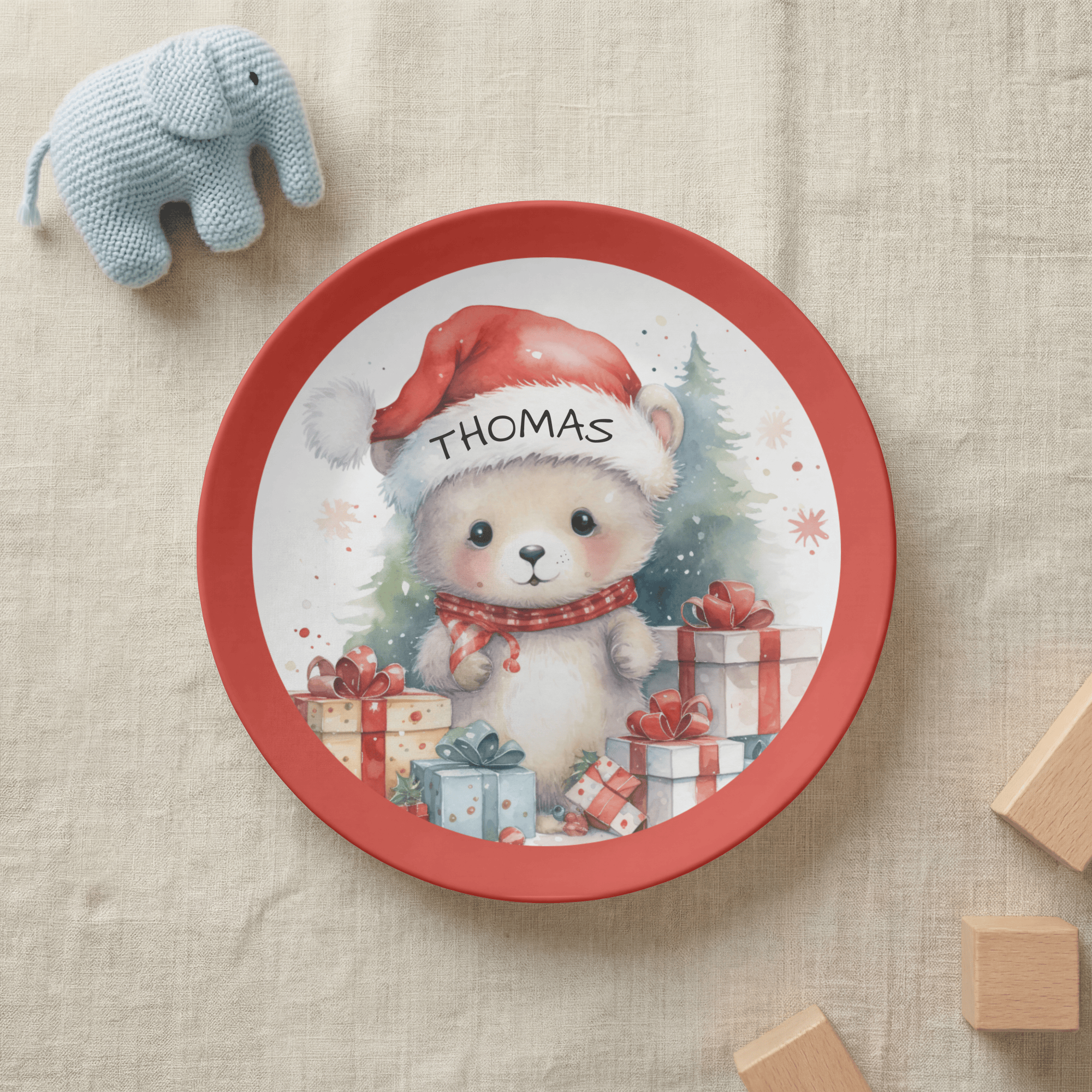 Personalized Christmas Mouse Plate by Lil Plate Shop