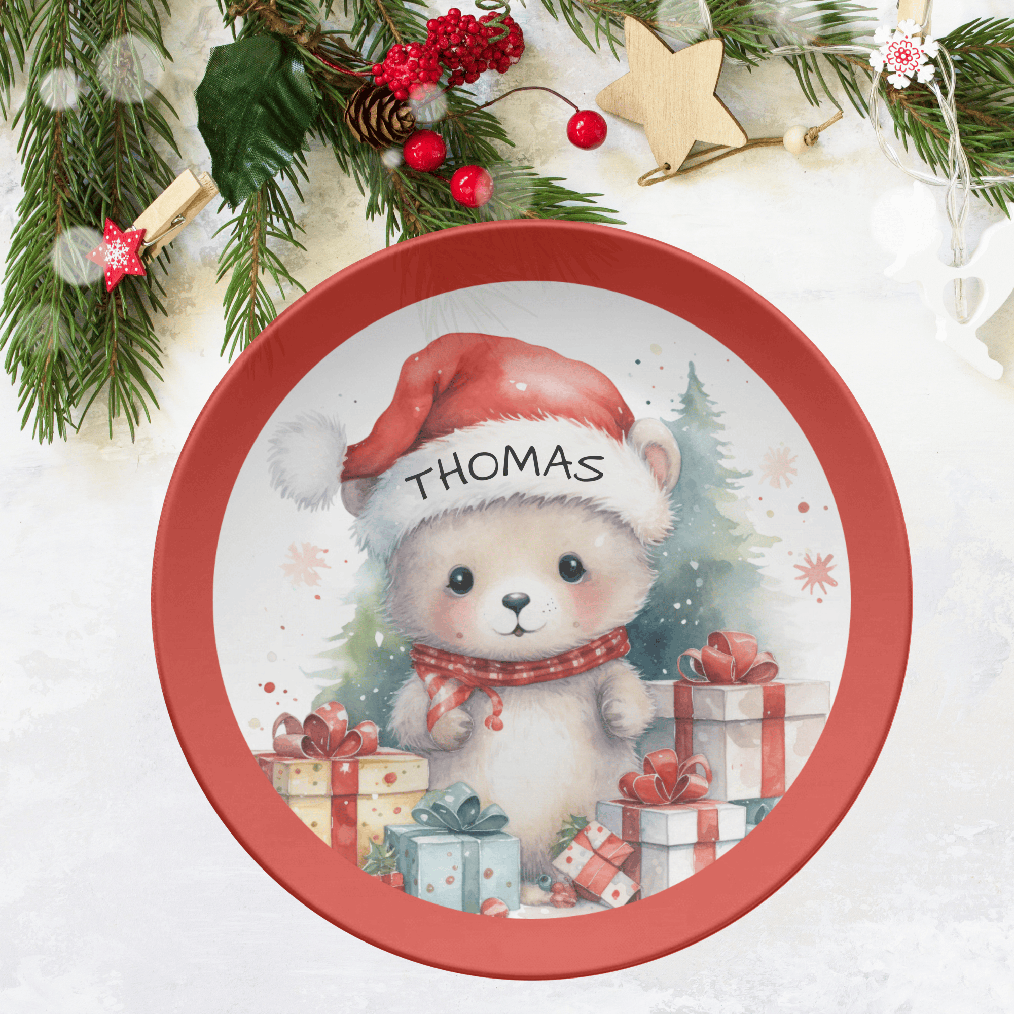 Personalized Christmas Mouse Plate by Lil Plate Shop