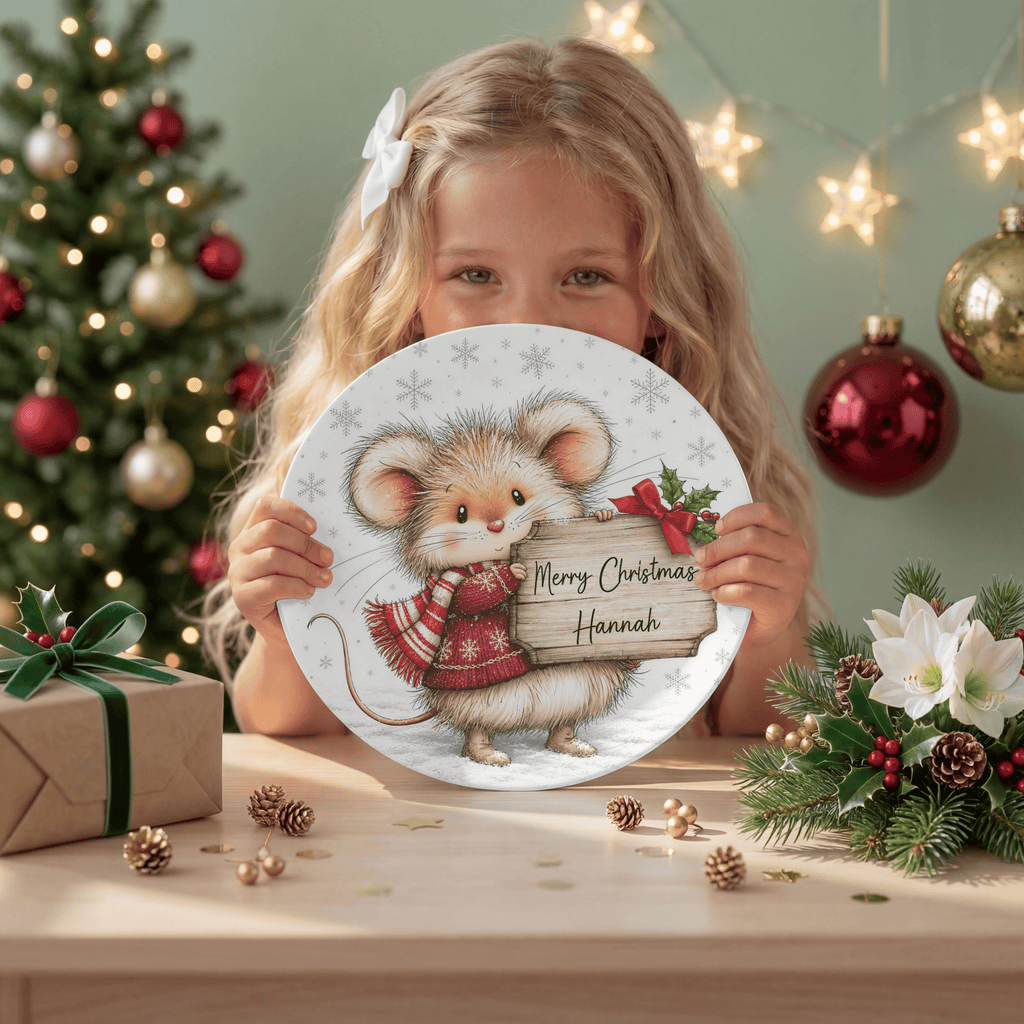 Personalized Christmas Mouse Plate by Lil Plate Shop