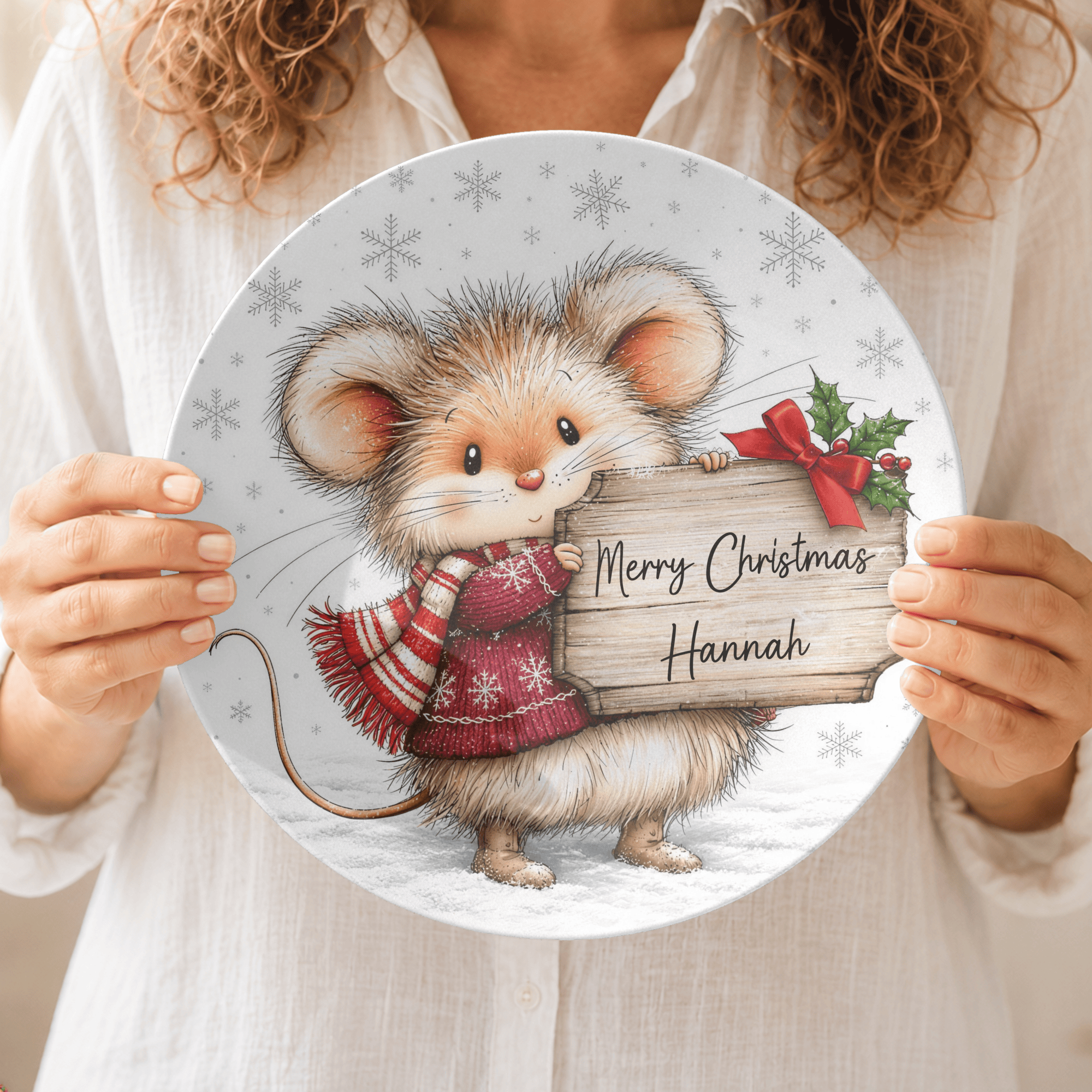 Personalized Christmas Mouse Plate by Lil Plate Shop