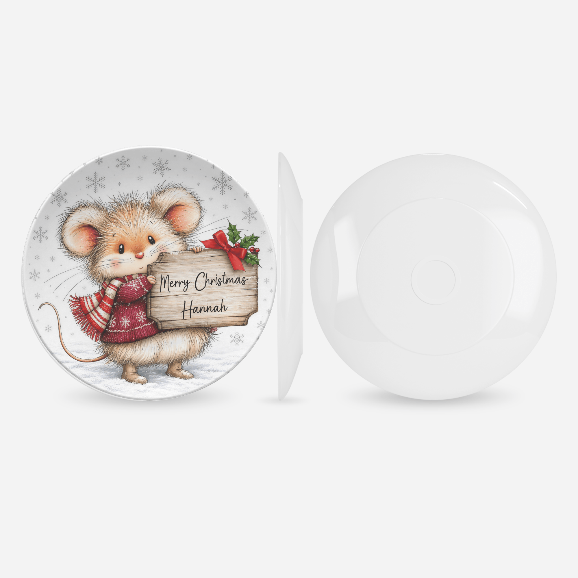 Personalized Christmas Mouse Plate by Lil Plate Shop