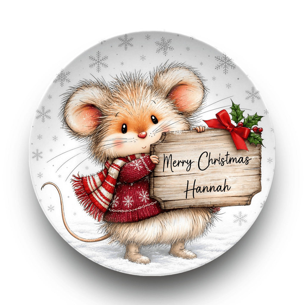 Personalized Christmas Mouse Plate Plate by Lil Plate Shop