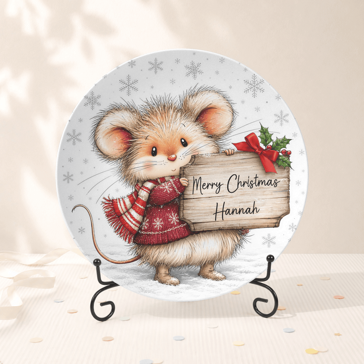 Personalized Christmas Mouse Plate Plate With Stand by Lil Plate Shop