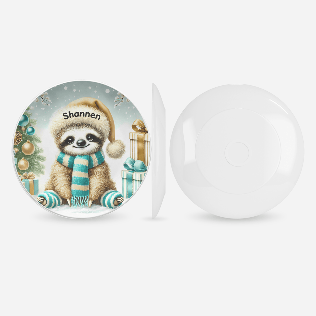 Personalized Christmas Sloth Plate by Lil Plate Shop