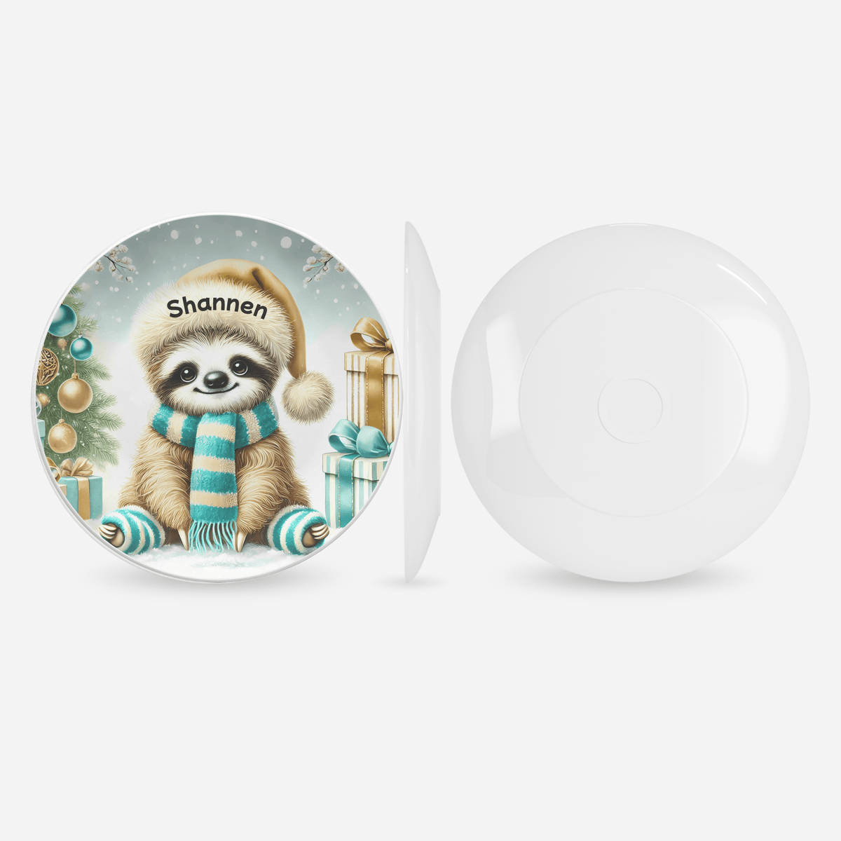 Personalized Christmas Sloth Plate by Lil Plate Shop